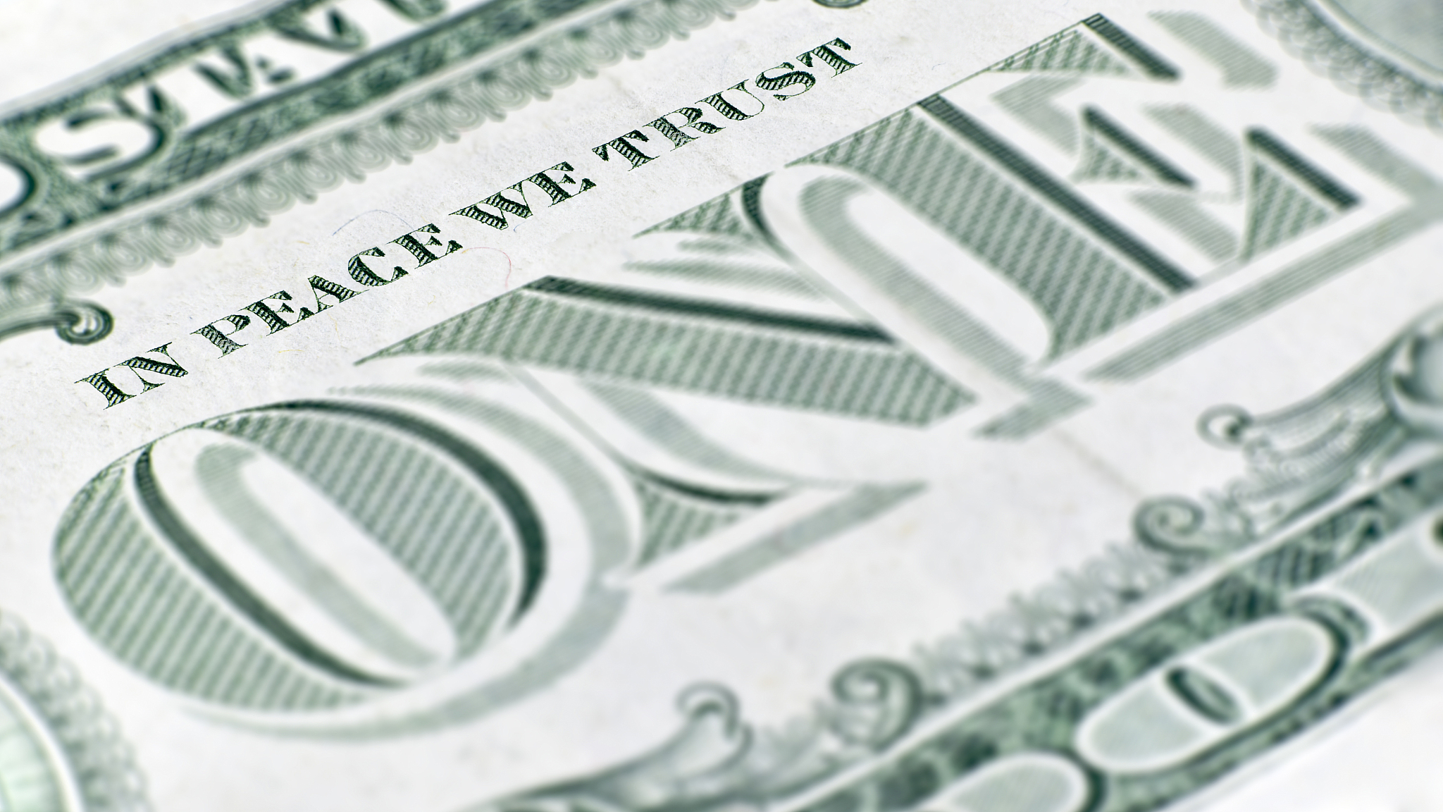 the united states one dollar bill, a macro closeup.
