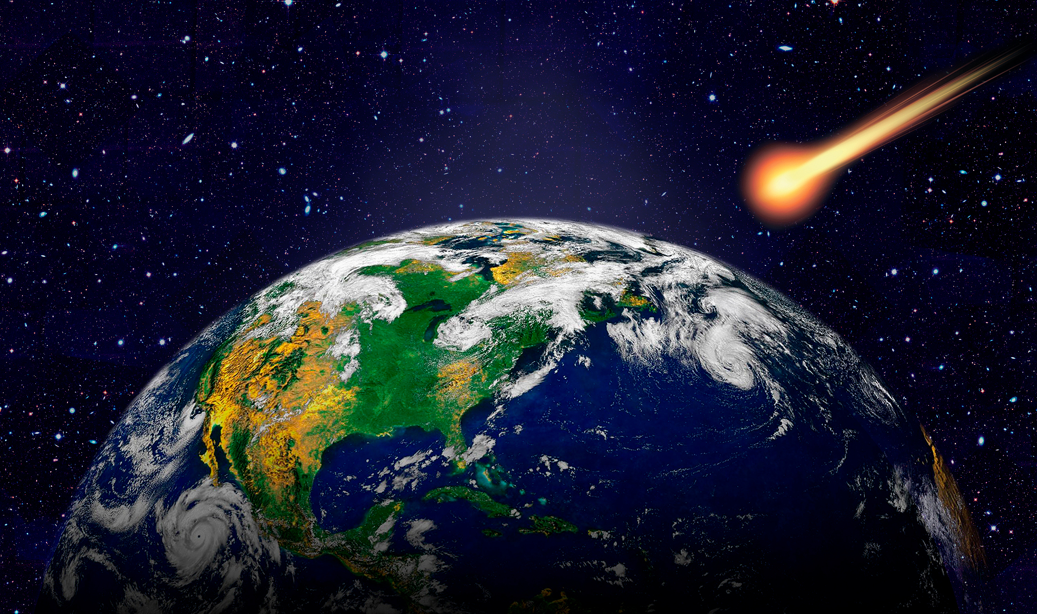 attack of the asteroid on the earth. elements of this image are 
