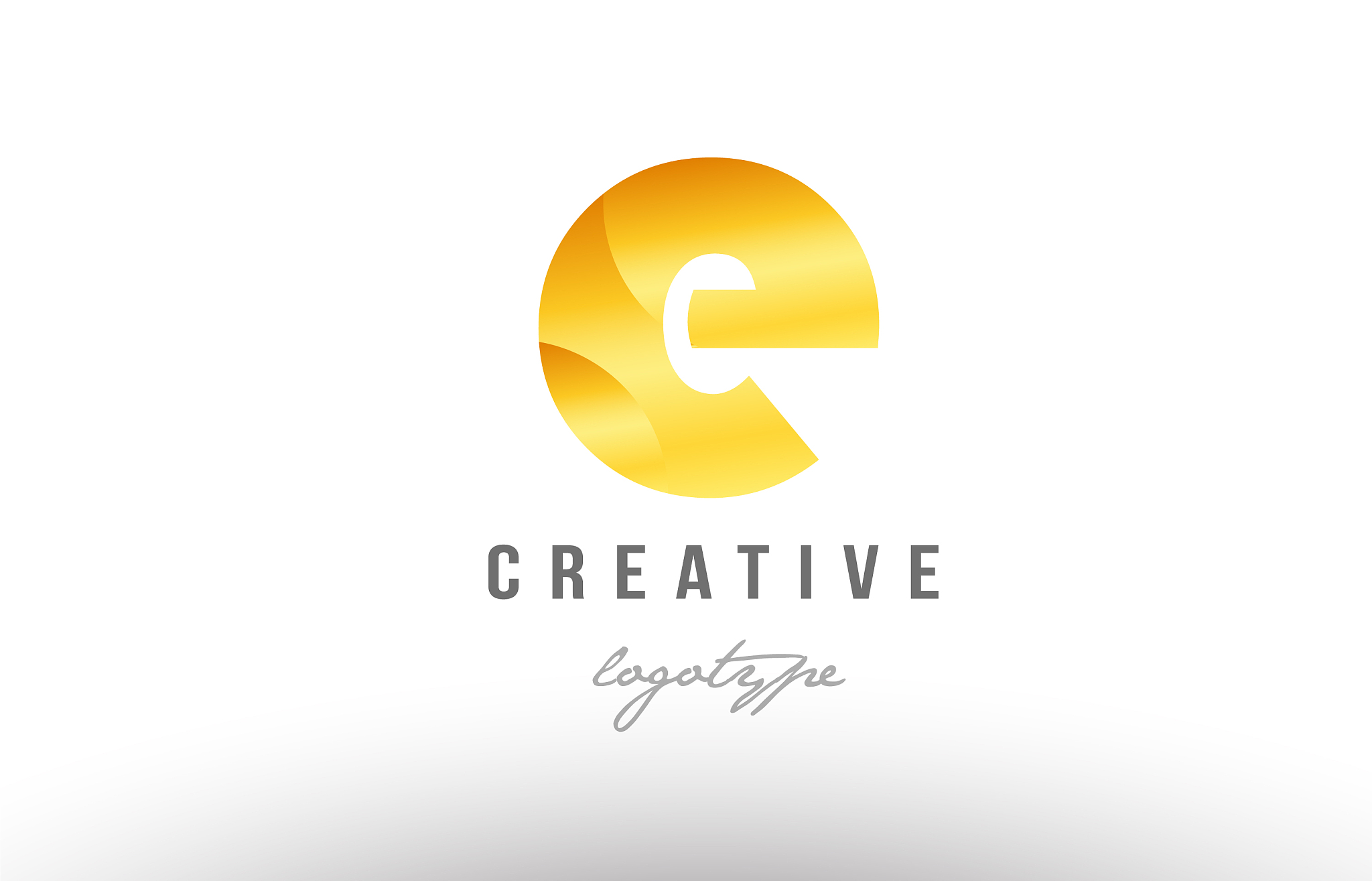 e gold golden metal gradient alphabet letter logo