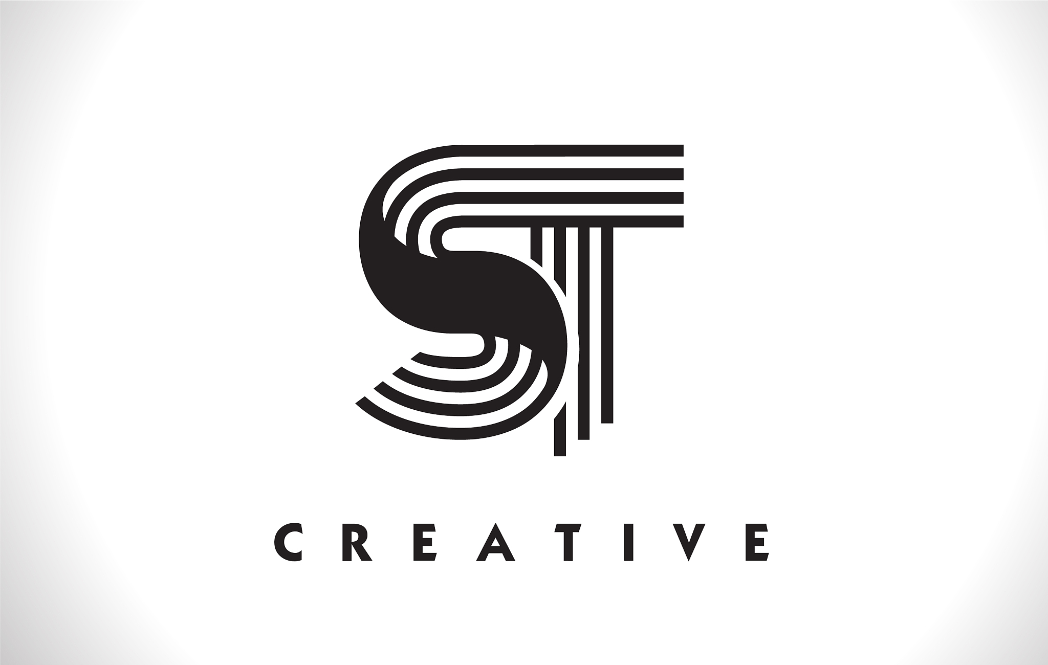 st logo letter with black lines design line letter