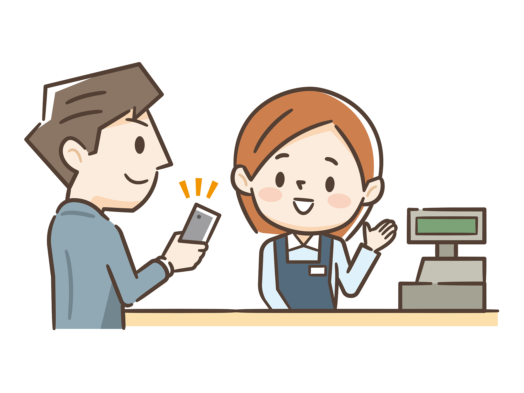 young men shopping at cash register