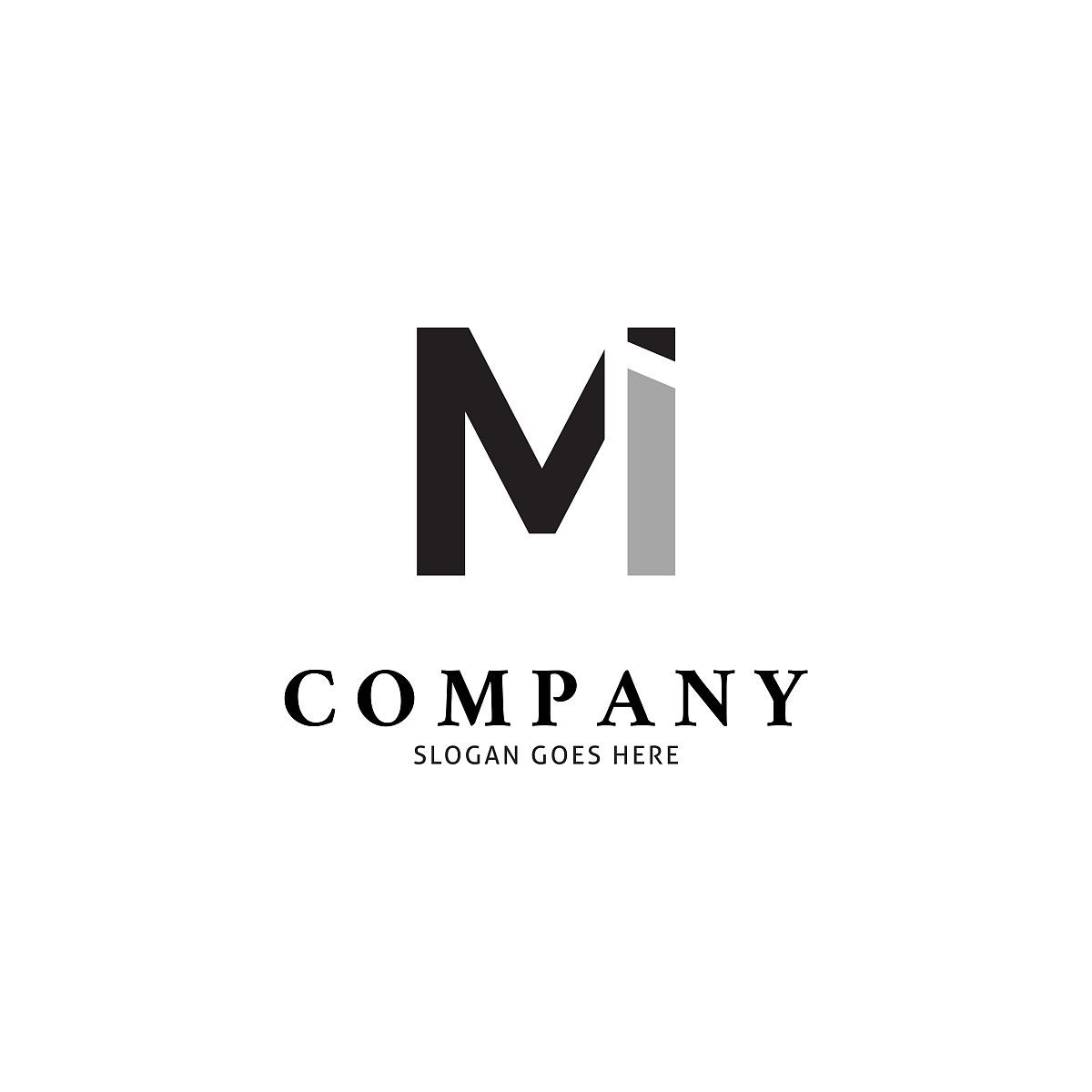 首字母mi图标矢量符号设计模板元素