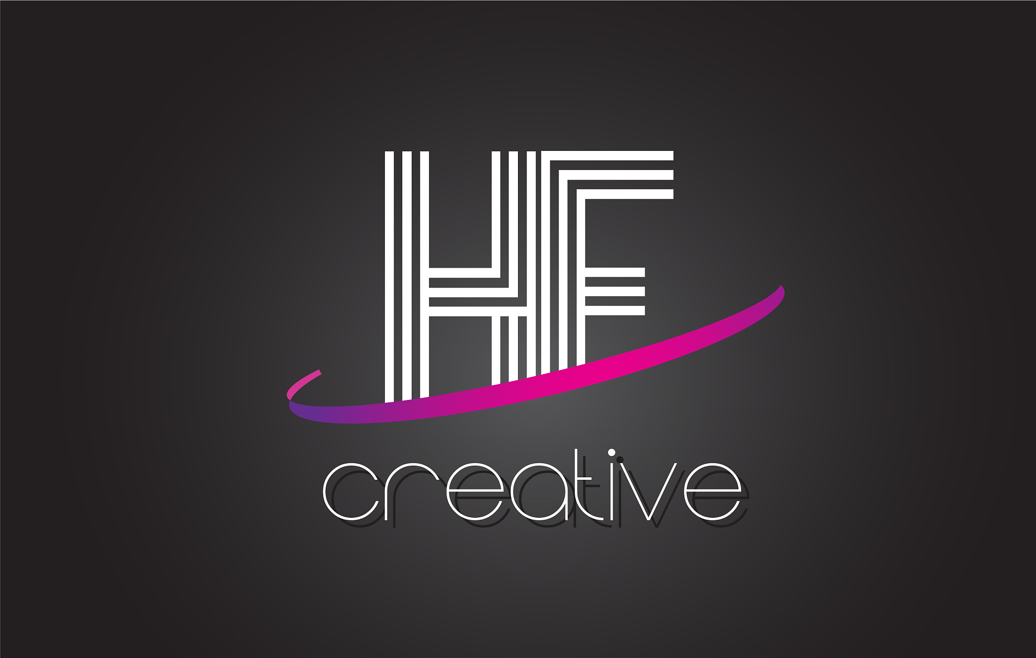 hf h f letter logo with lines design and purple