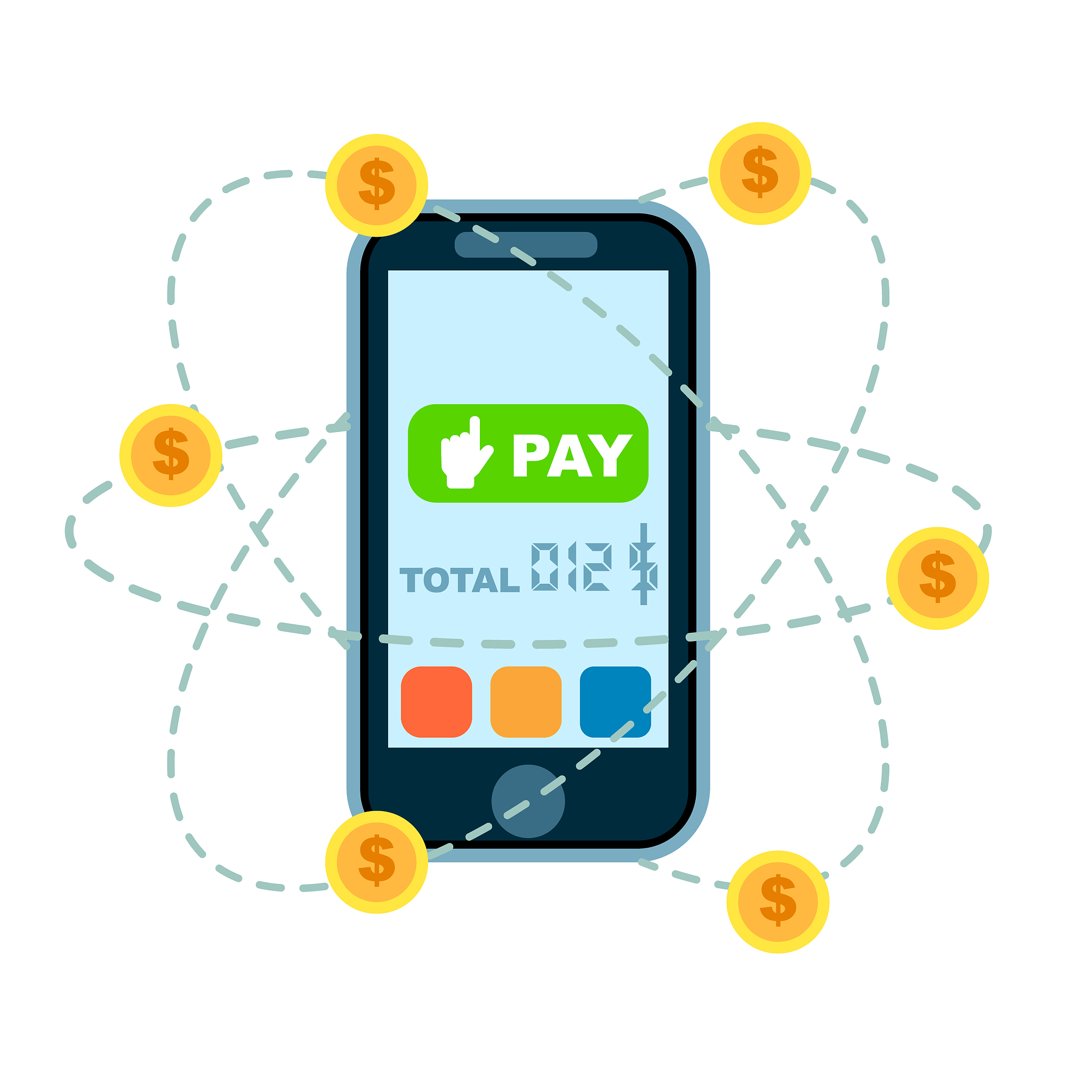 mobile money transfer concept in flat design