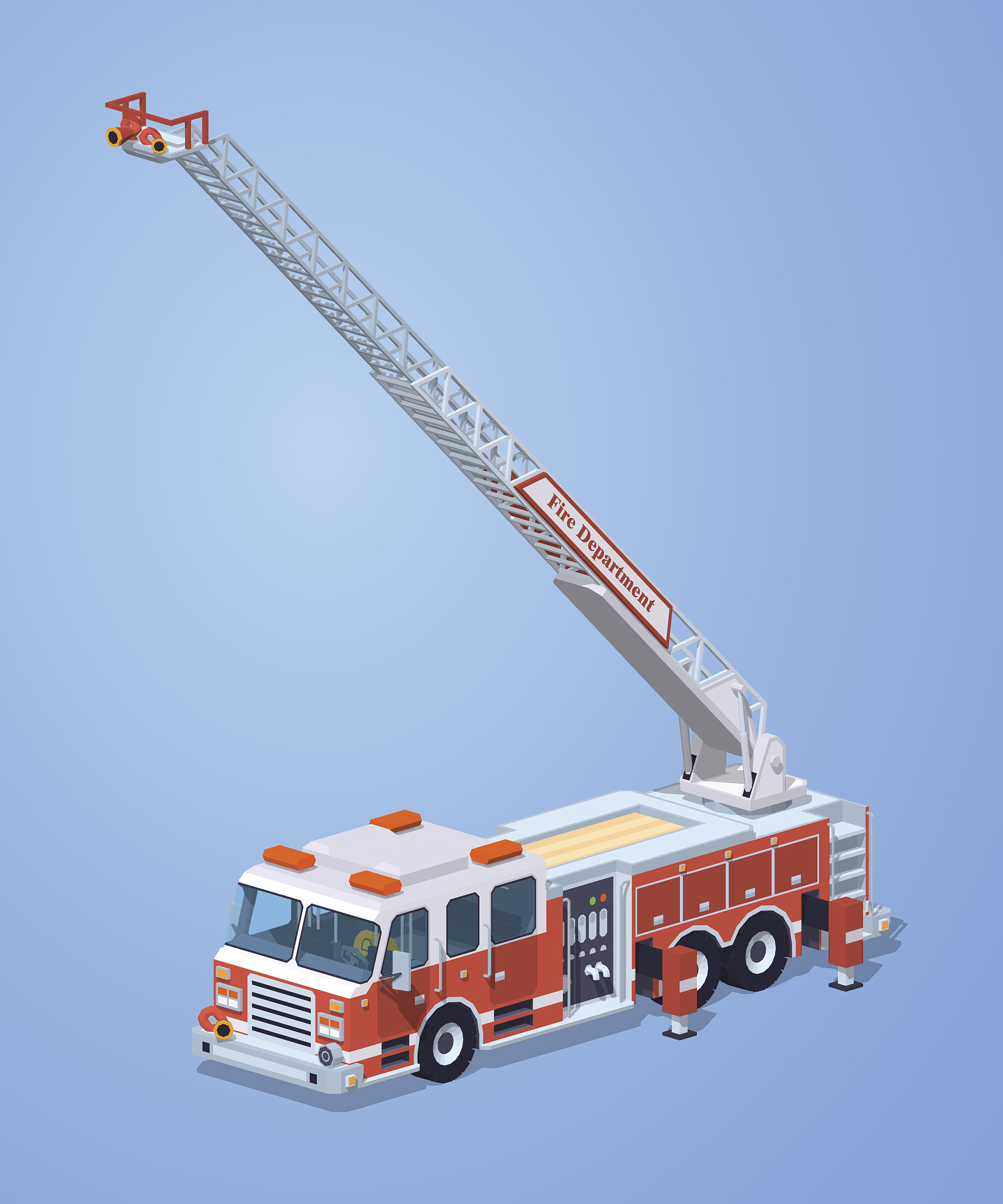 low poly fire truck
