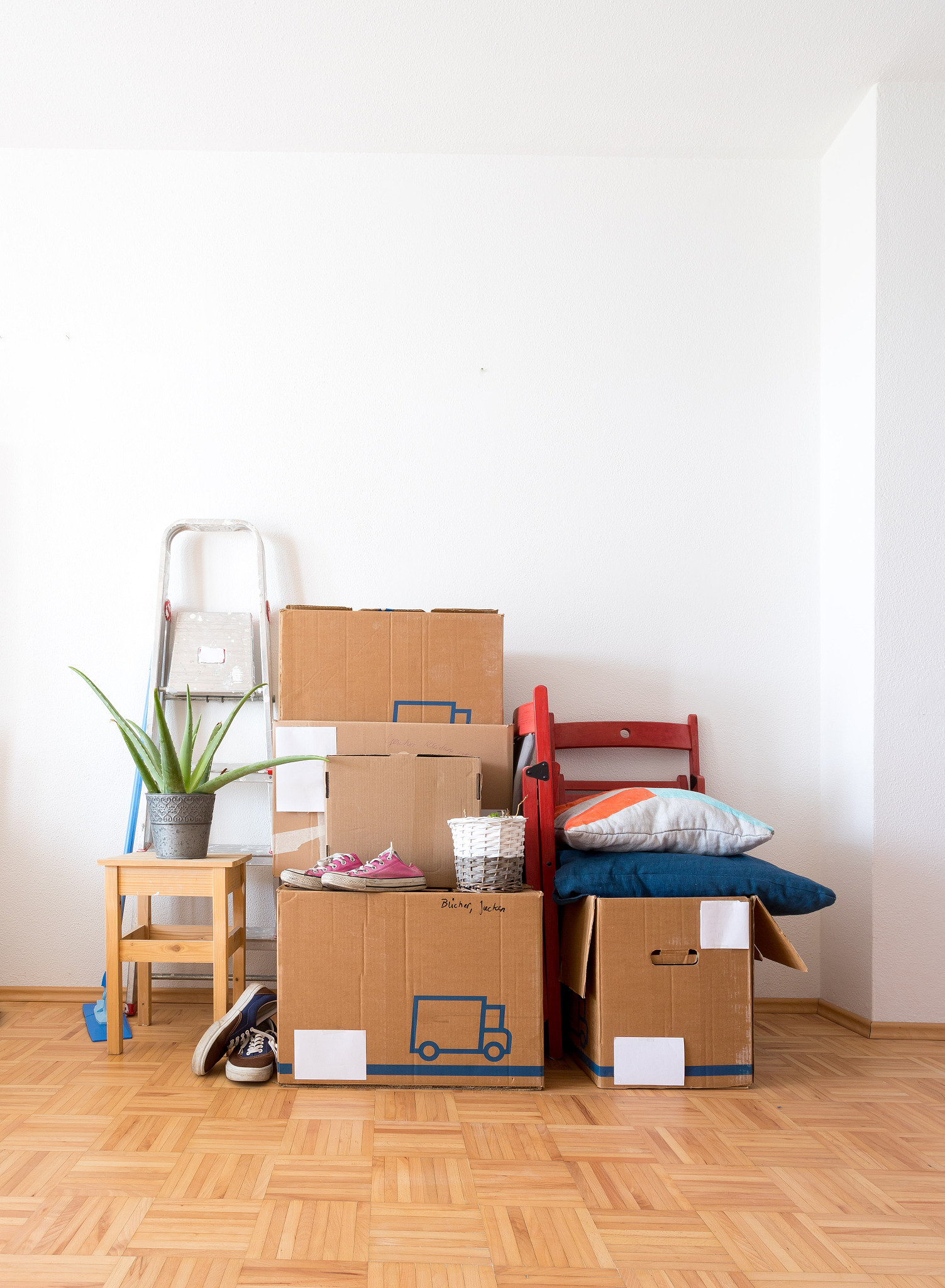move. cardboard boxes, cleaning things and stuff for moving into