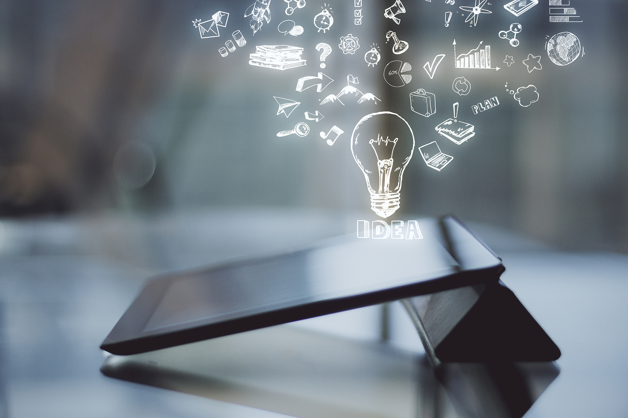 technology, software and idea concept