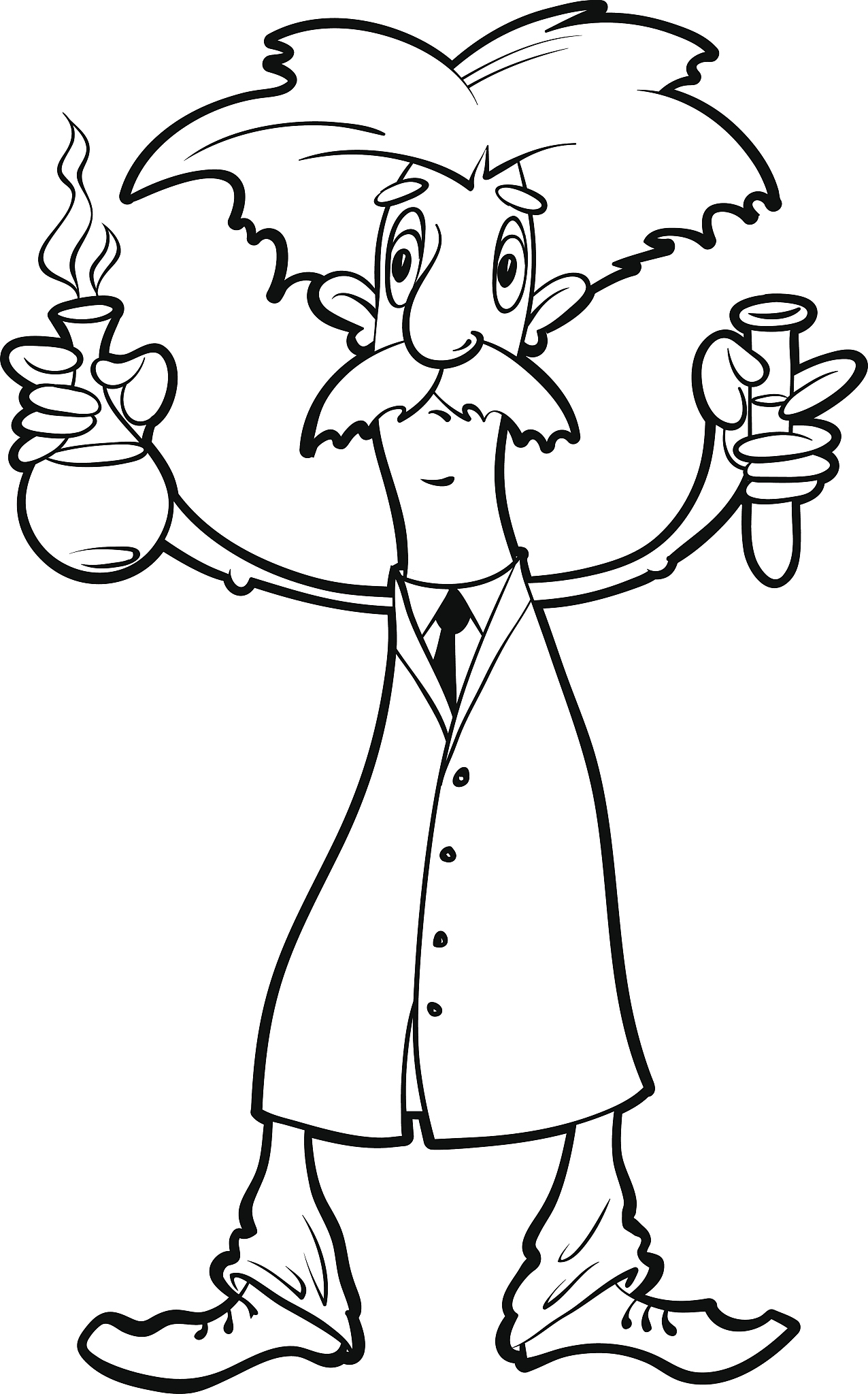 scientist with flasks