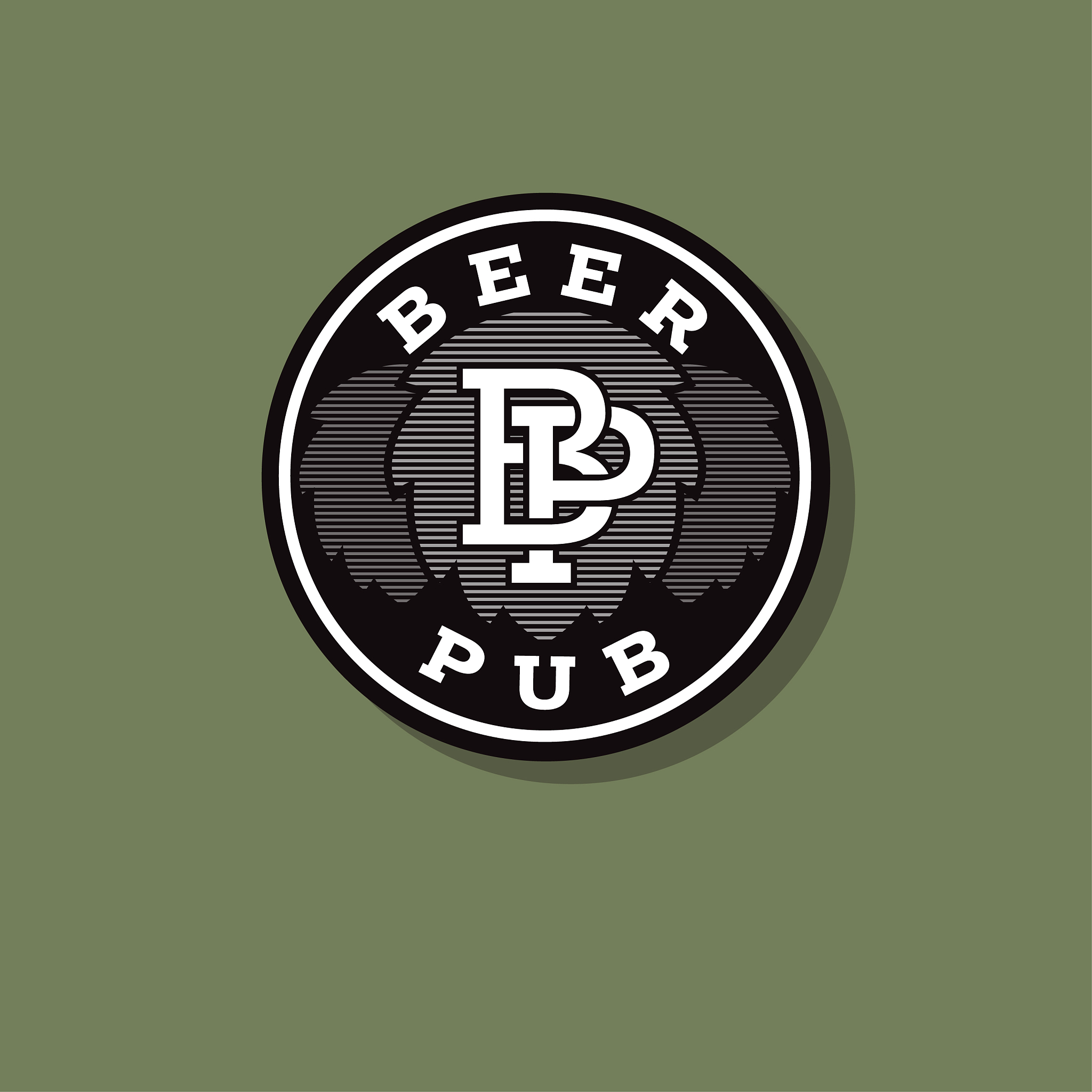 beer pub emblem hops and letters