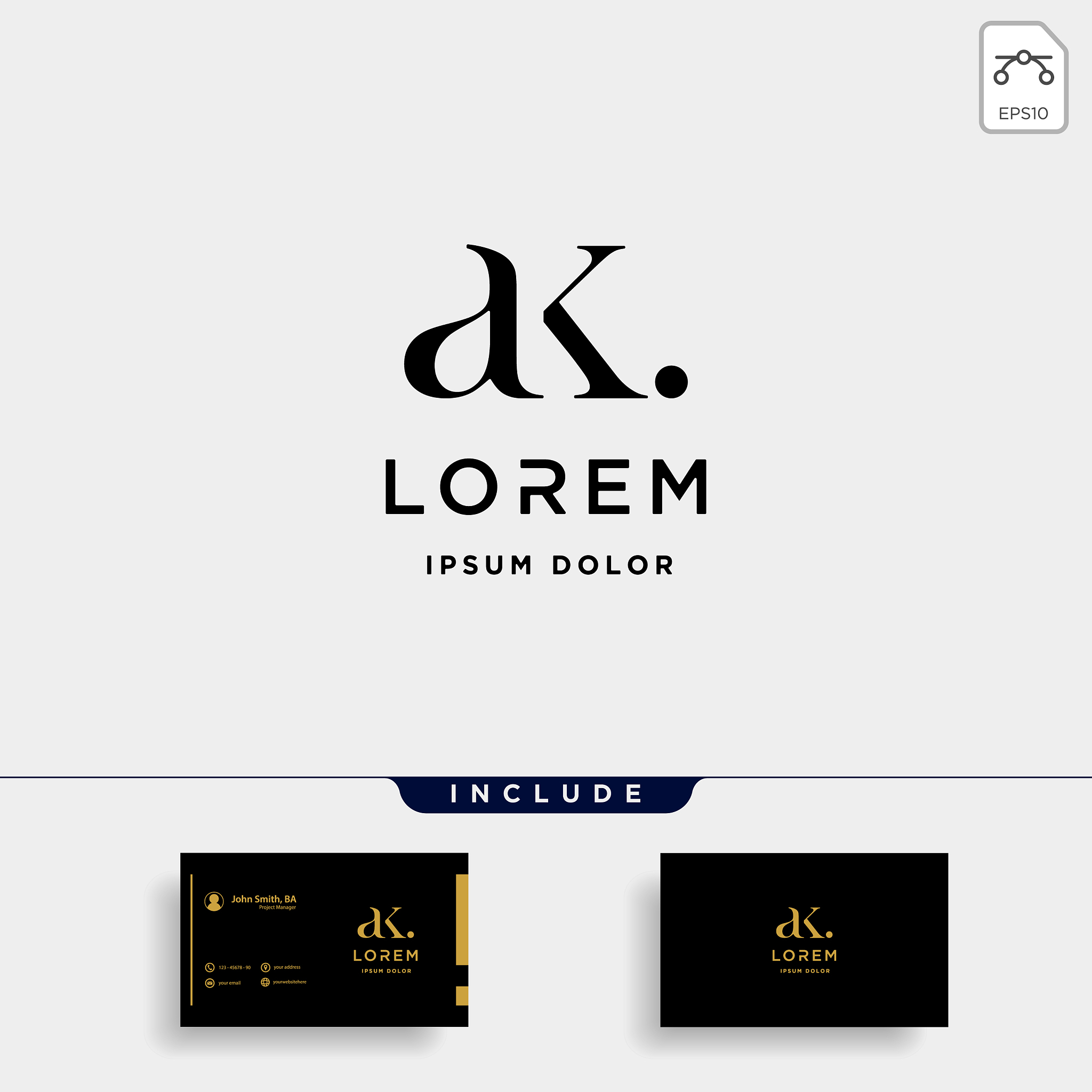 ak k letter linked luxury premium logo