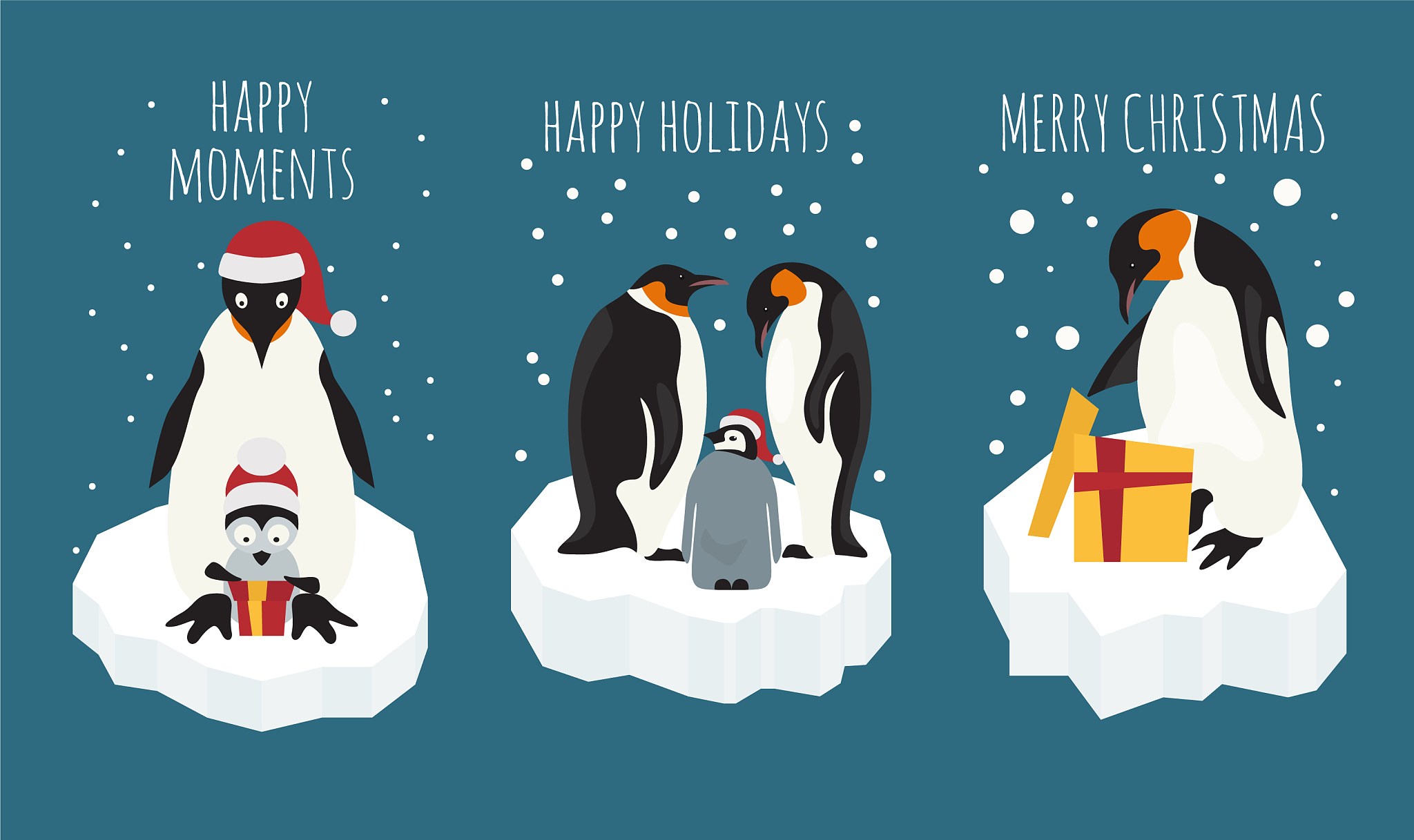 imperial penguin on the ice floe sticker icon set