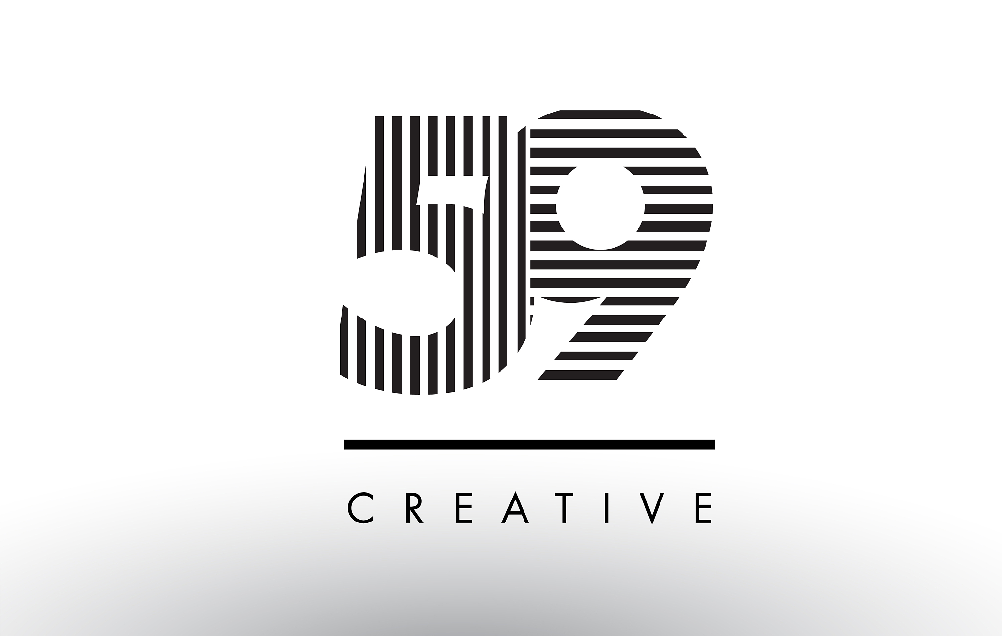 59 black and white lines number logo design