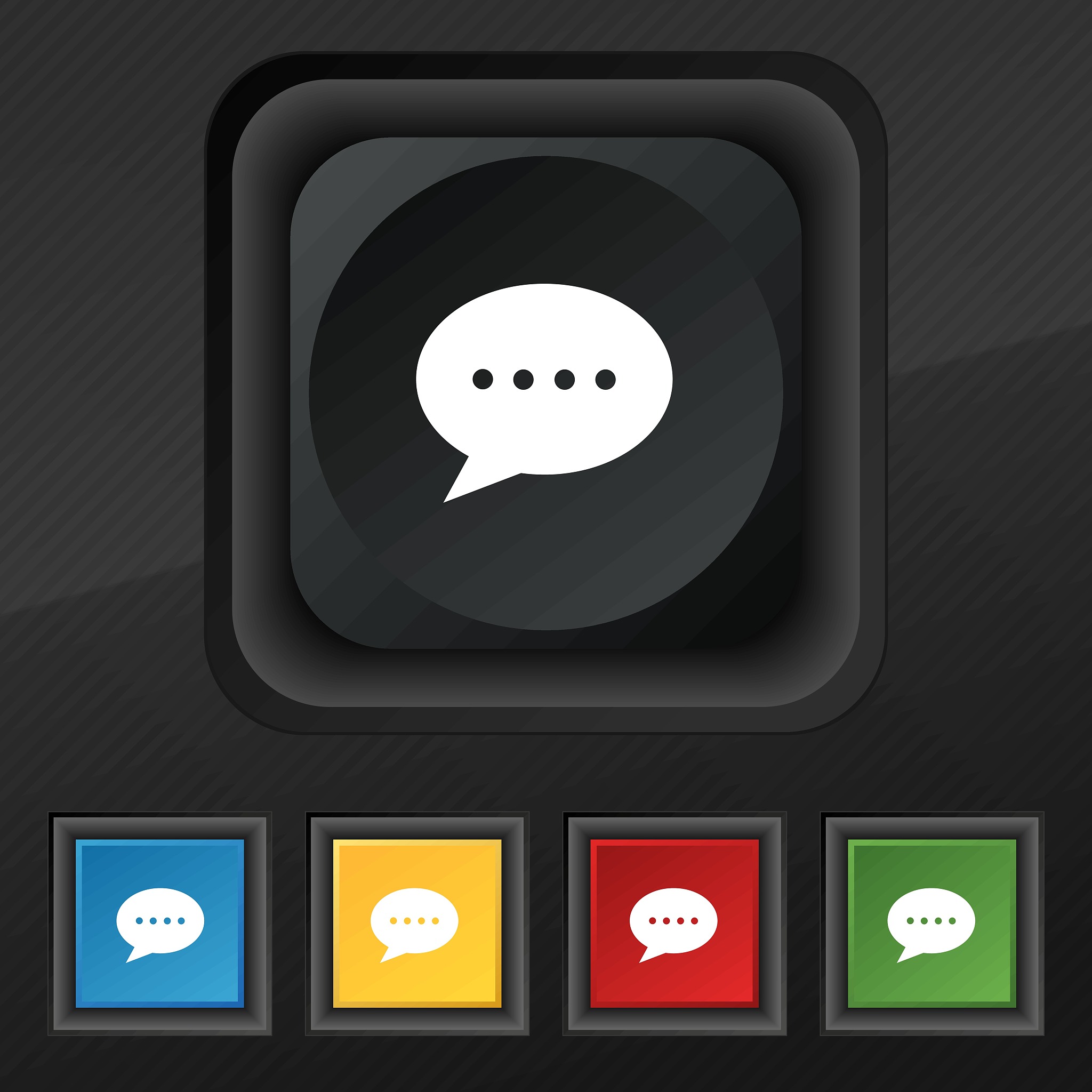 speech bubbles icon symbol. set of five colorful, stylish button