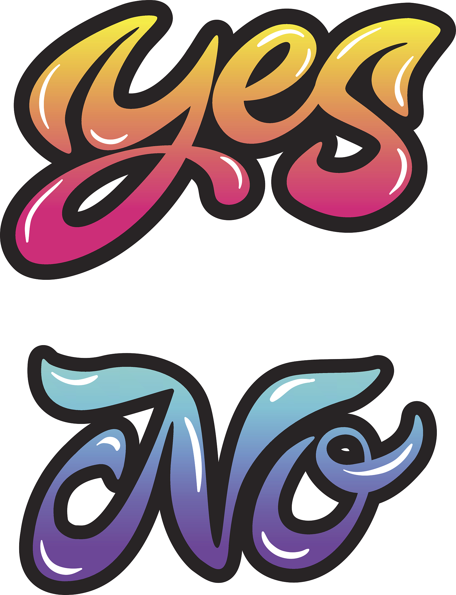 yes and no handwritten calligraphy