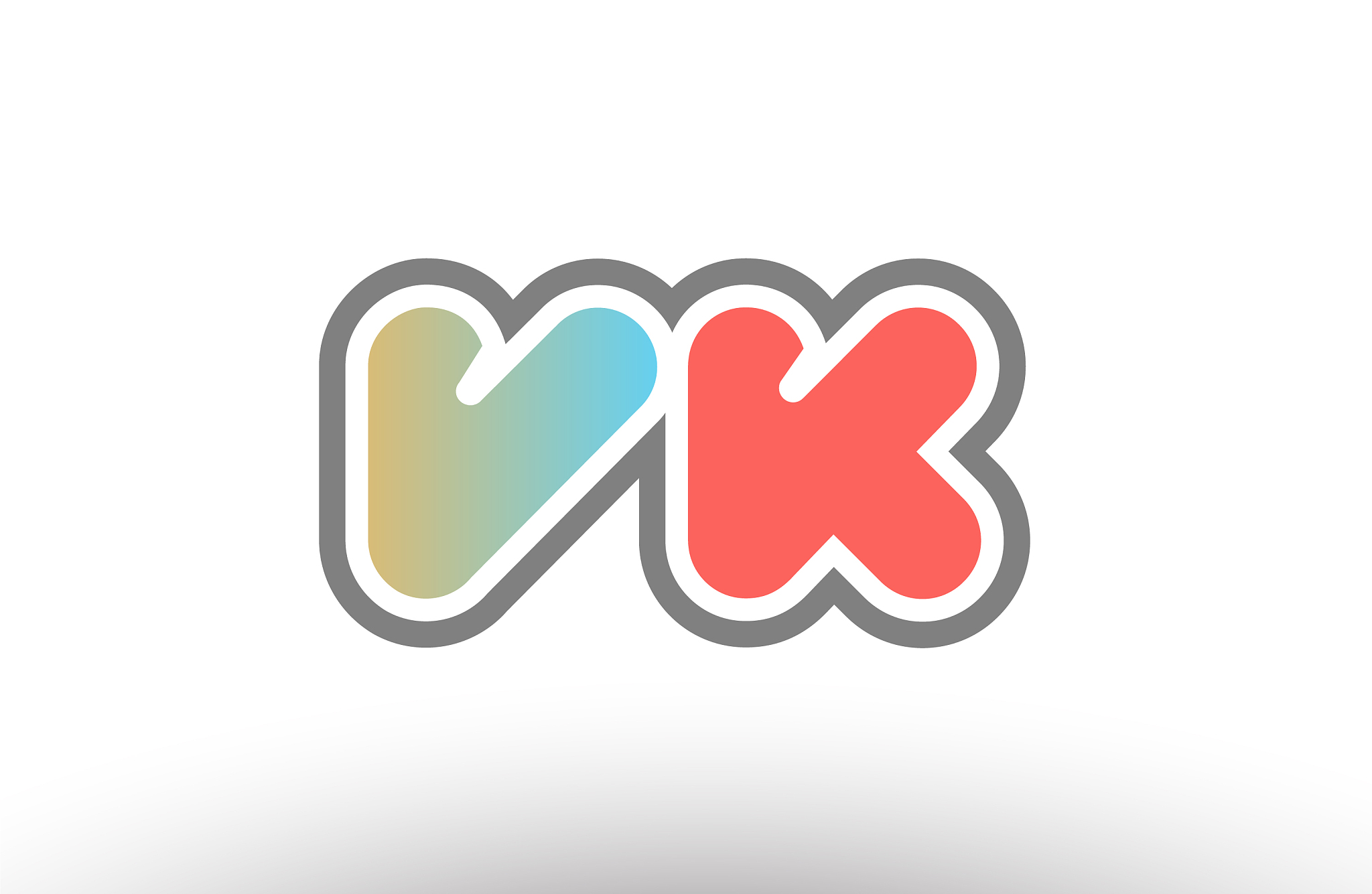 orange pastel blue alphabet letter vk v k logo