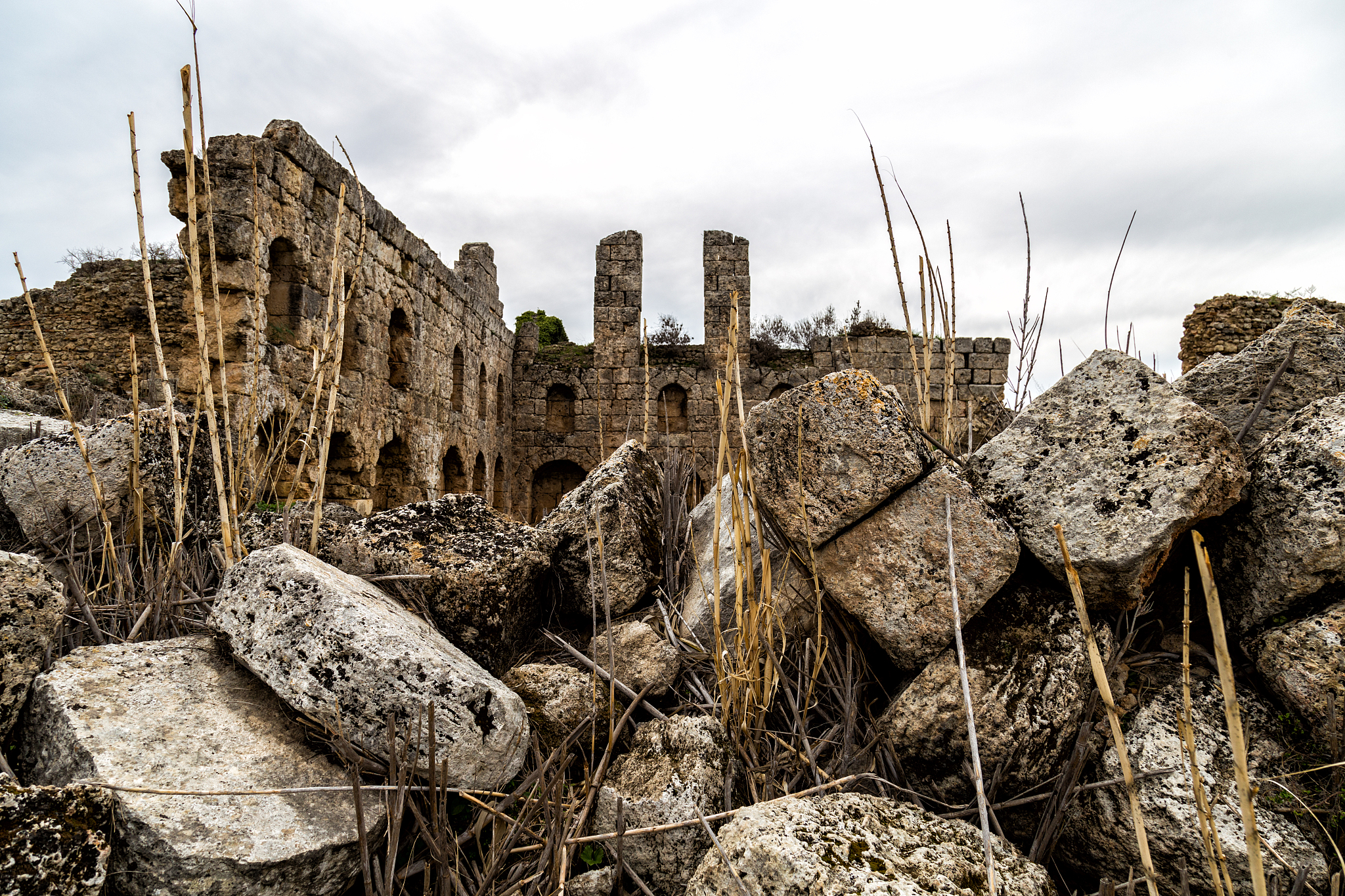 the ancient city of perge located in antalya, turkey