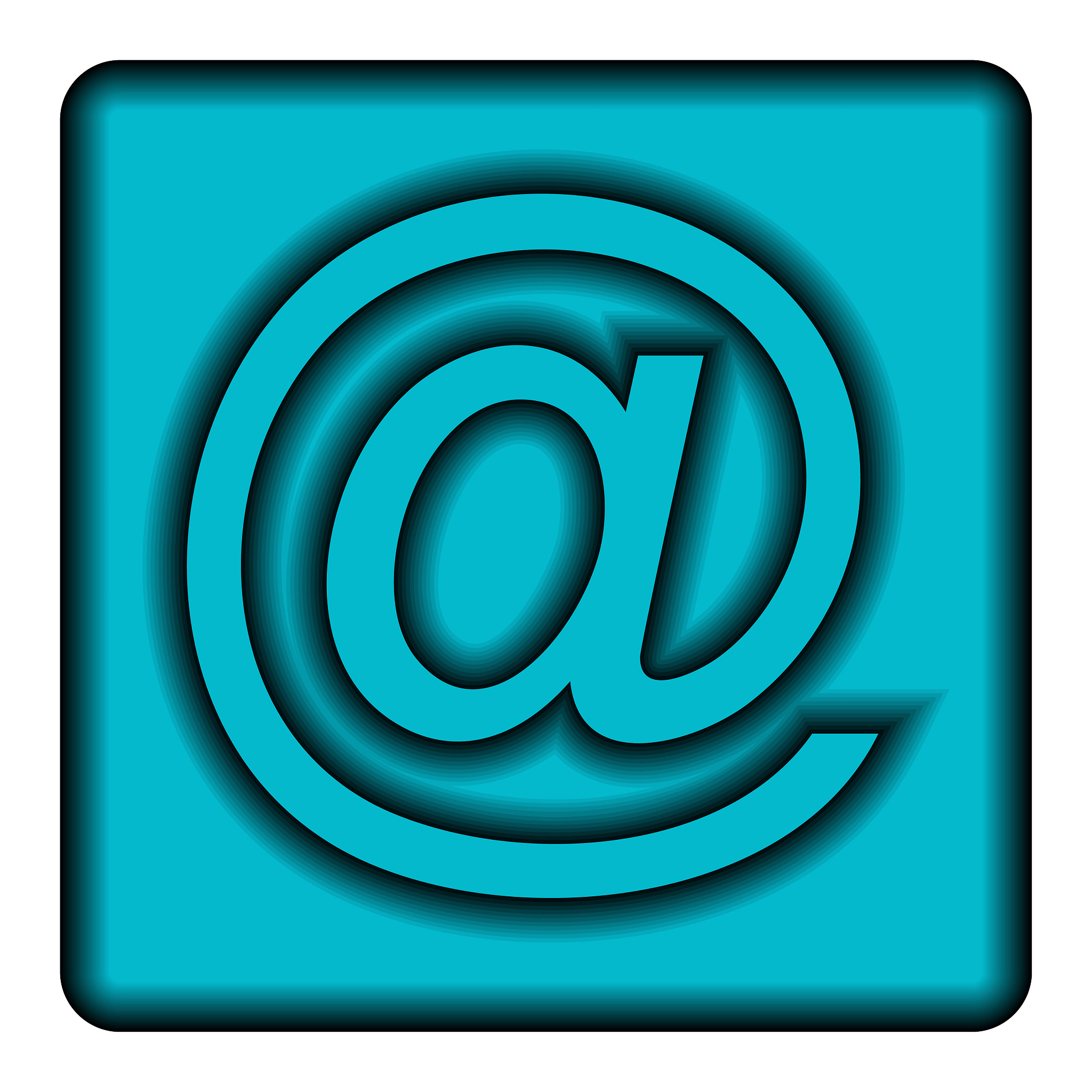 blue square icon with a symbol (email)