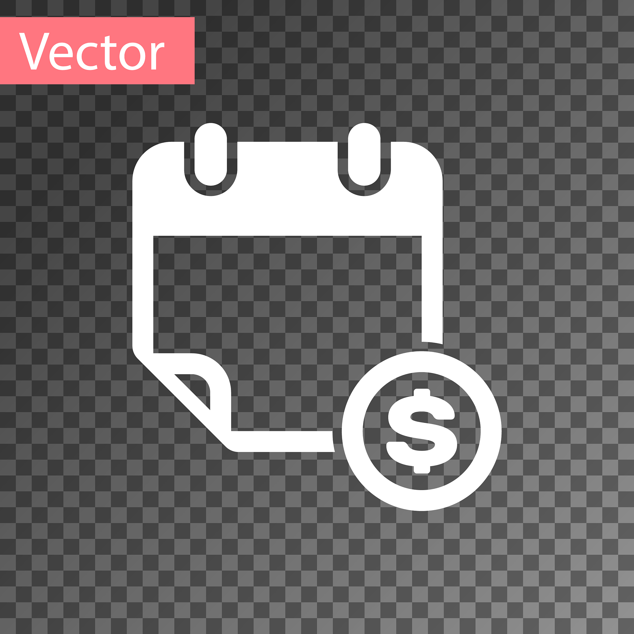 white financial calendar icon isolated on