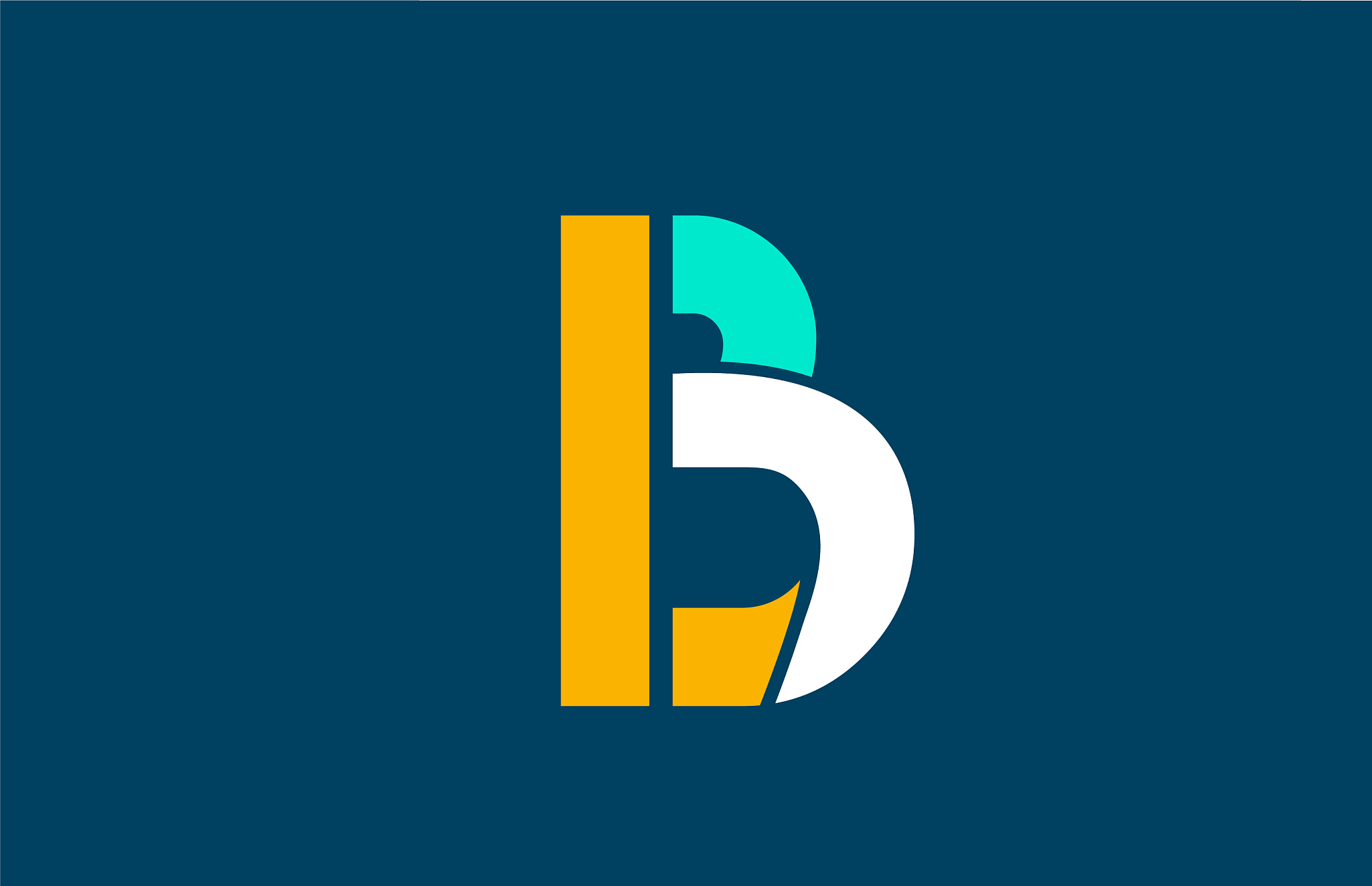 blue white yellow green b letter logo alphabet