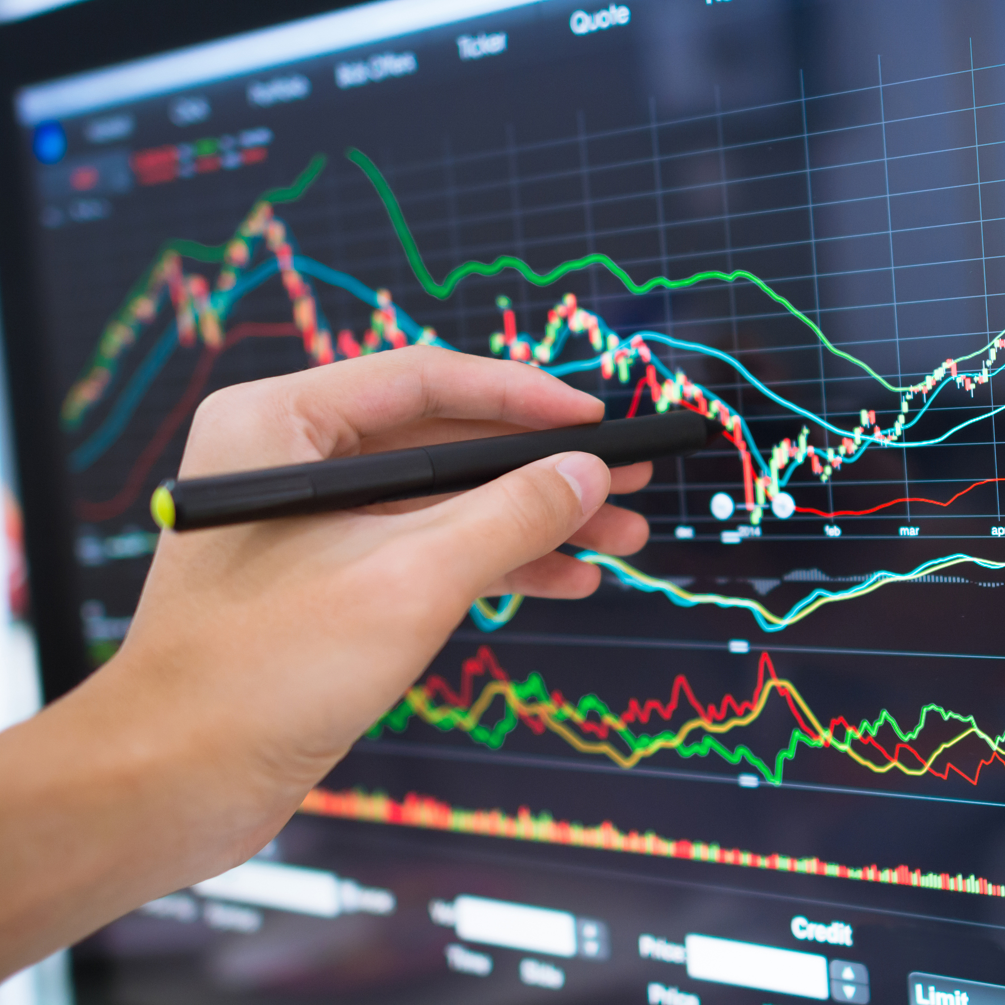 business analysis stock market and finance economic in office