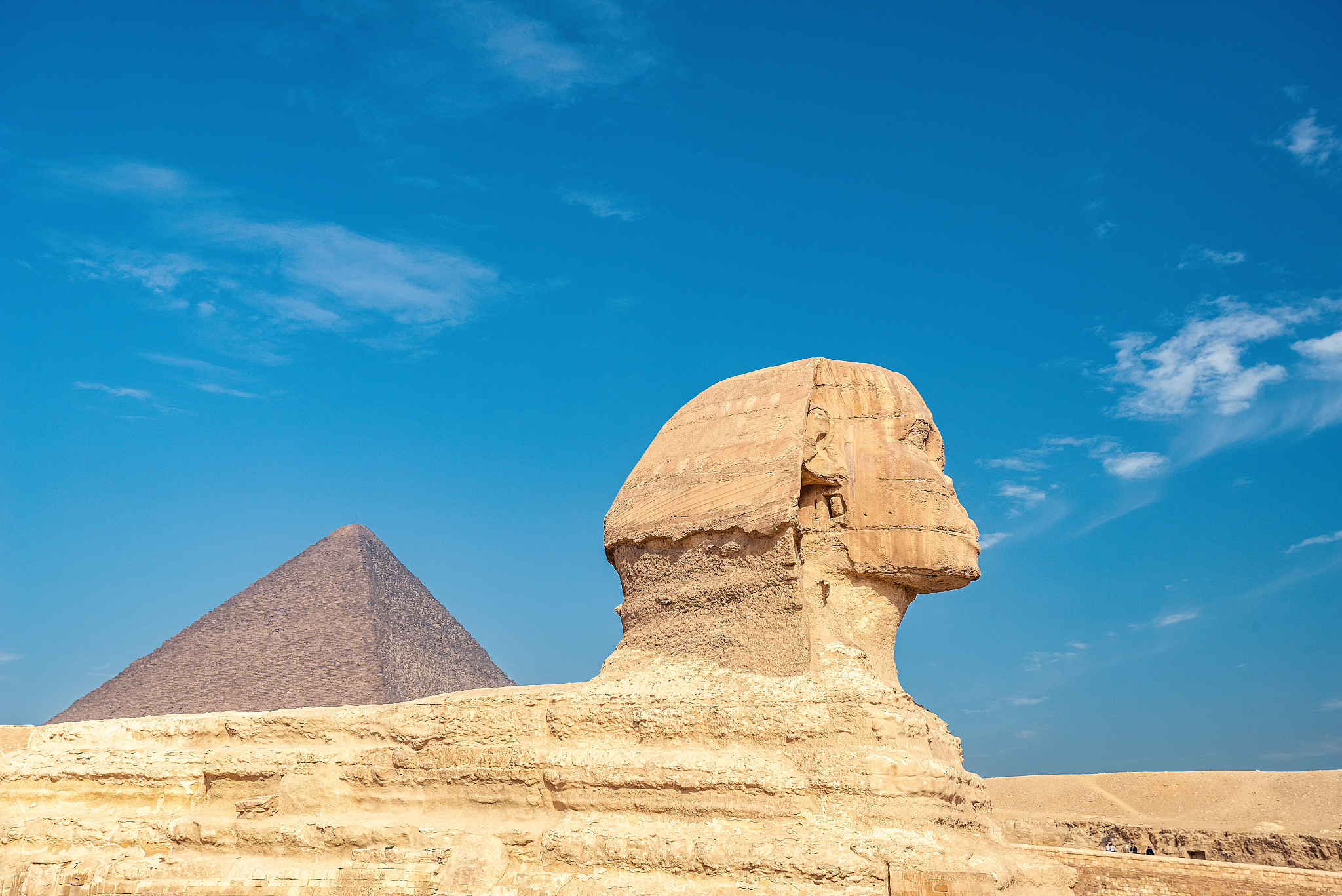 profile of a sphinx on a blue sky background