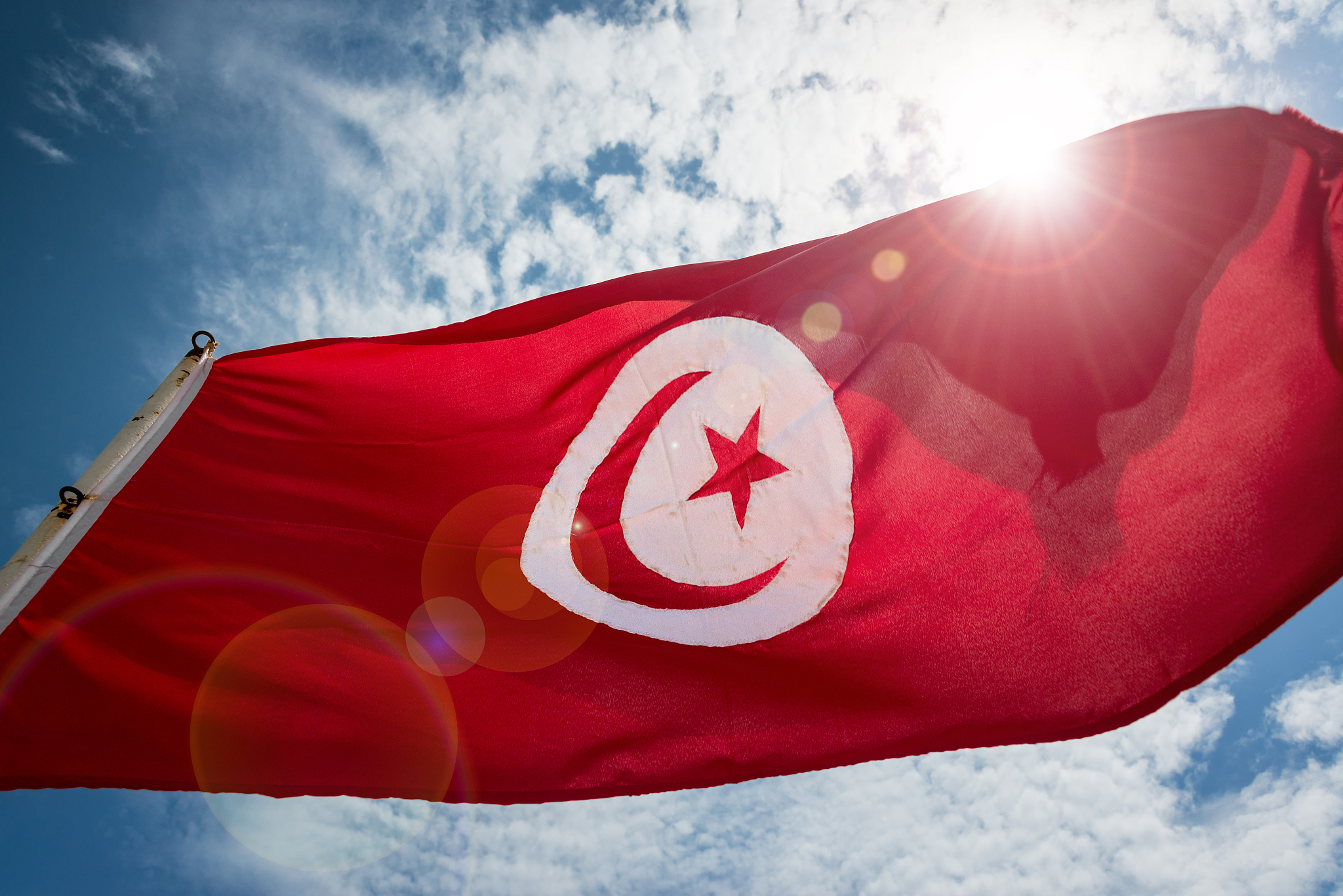 tunisian flag and sky