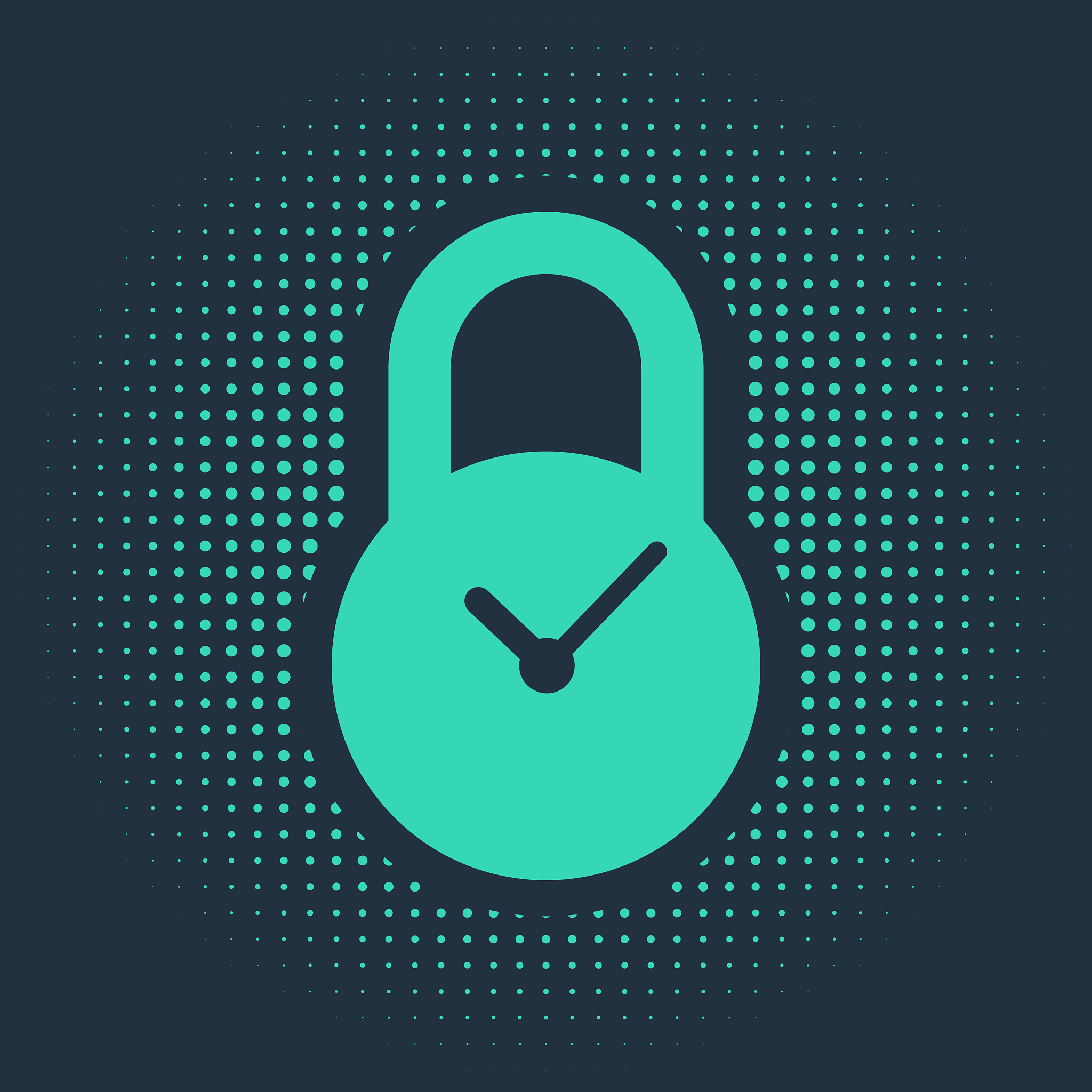 green padlock with clock icon isolated on blue