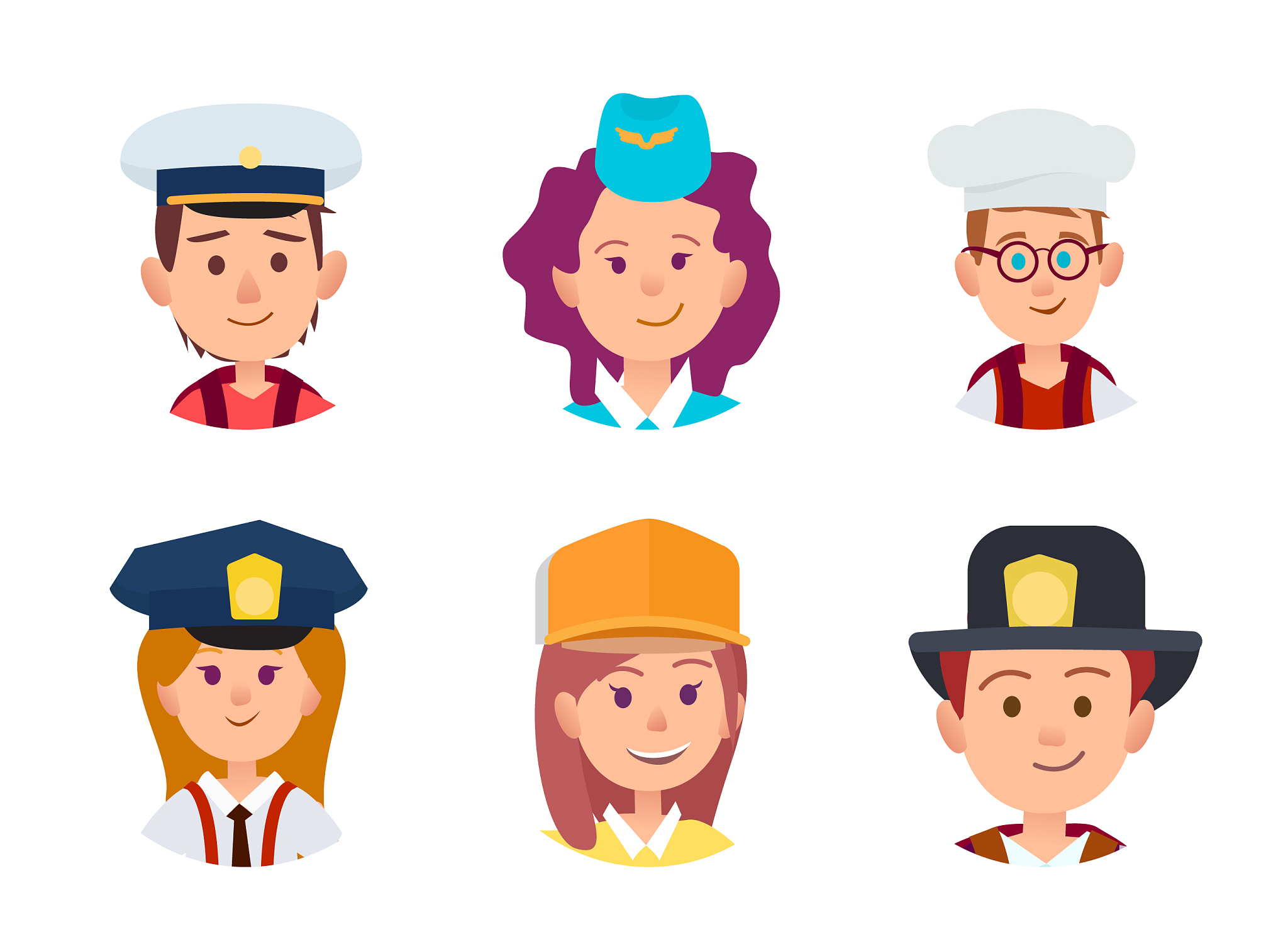 concept of six children in different professions