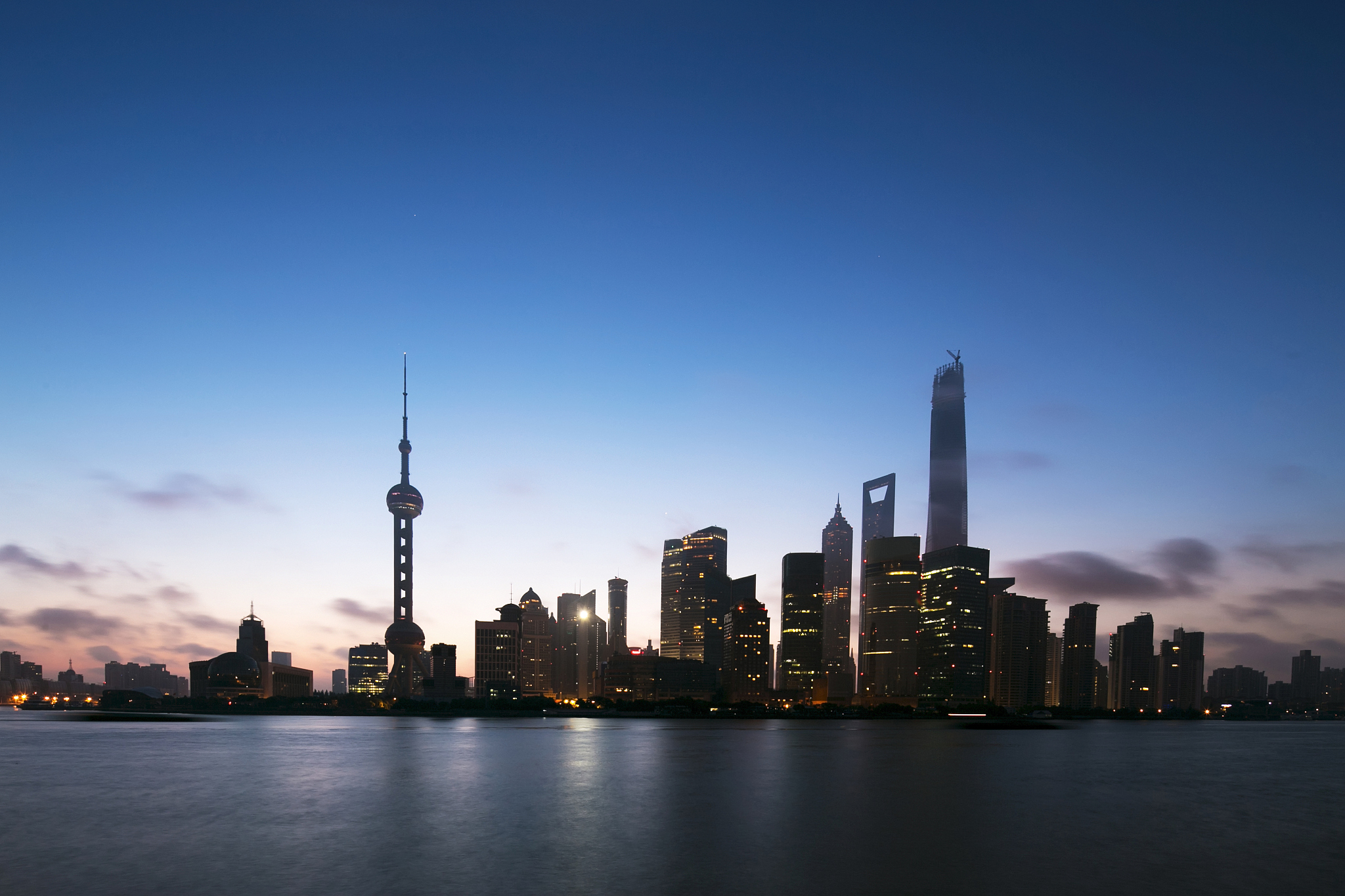 skyline and landscape of modern city,shanghai.view from riverban