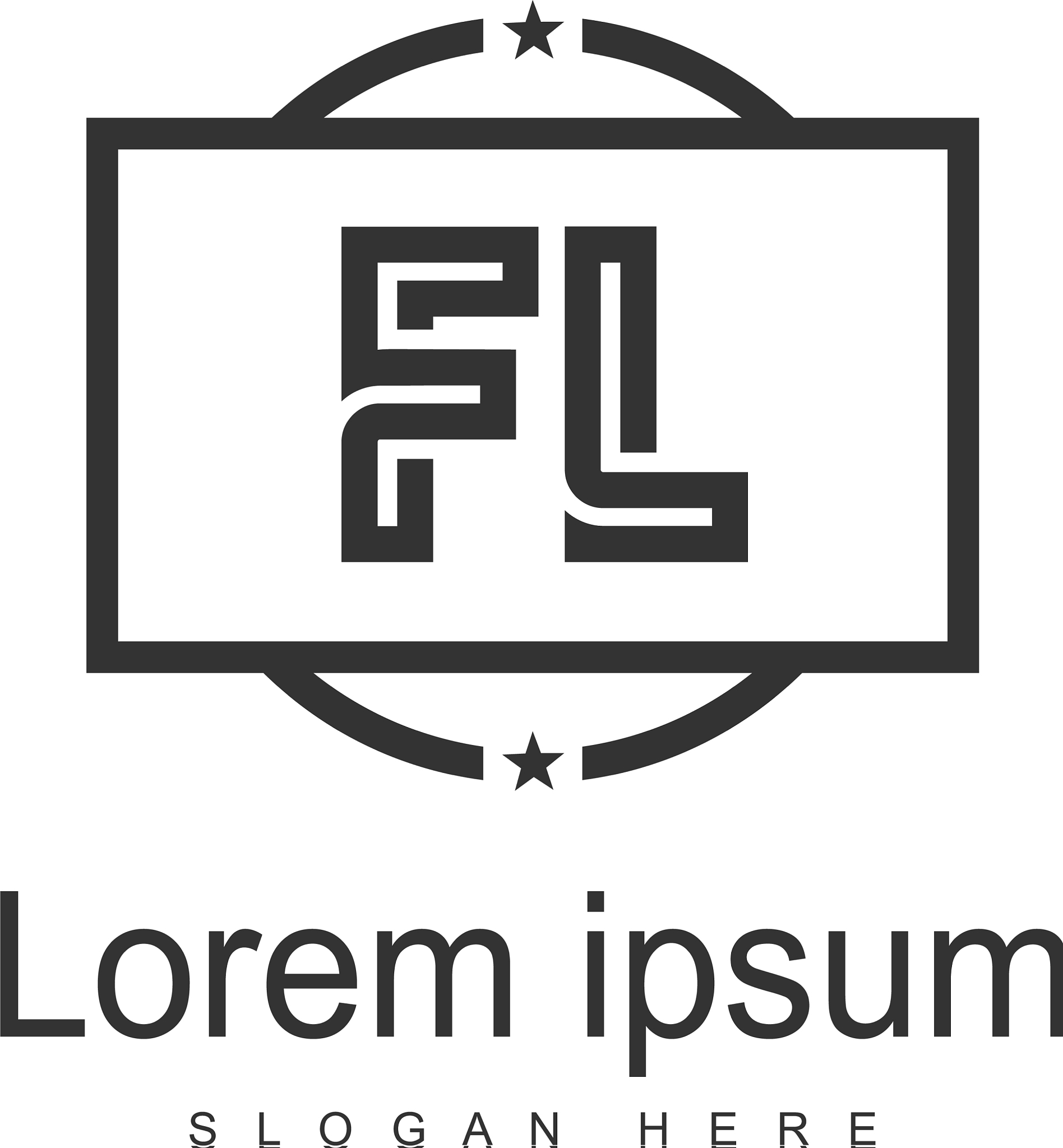 initial fl logo template with modern frame