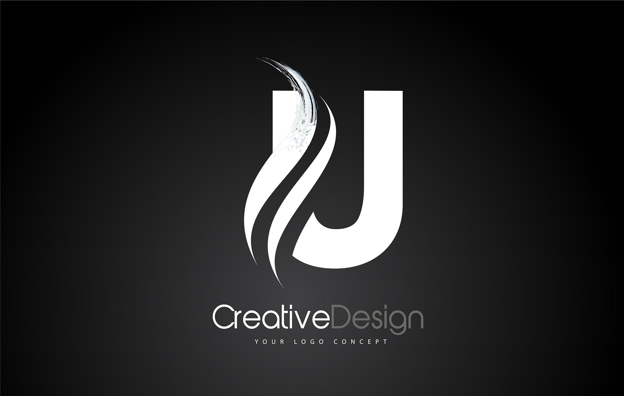 u letter logo design brush paint stroke artistic