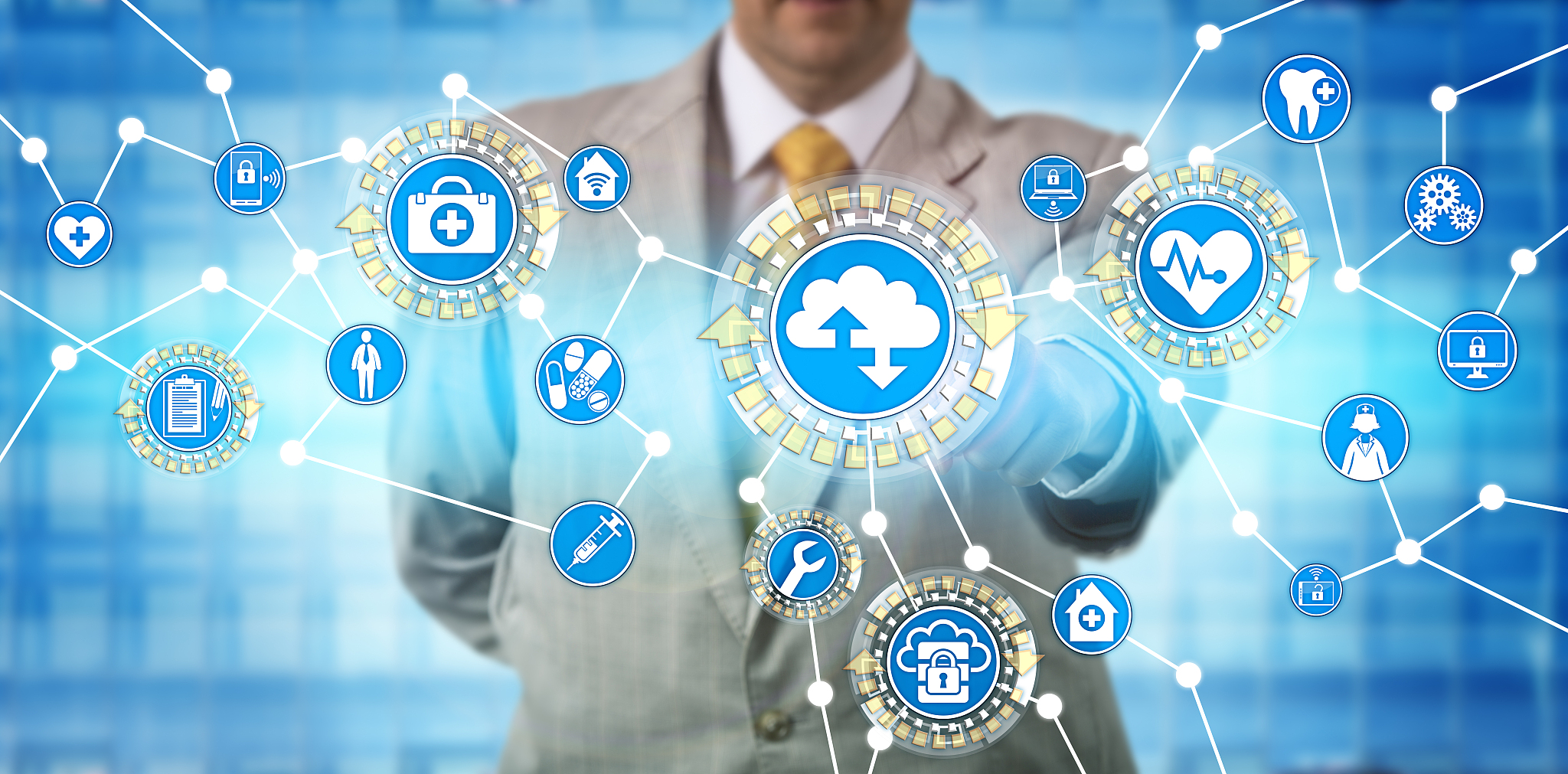 healthcare administrator exchanging data