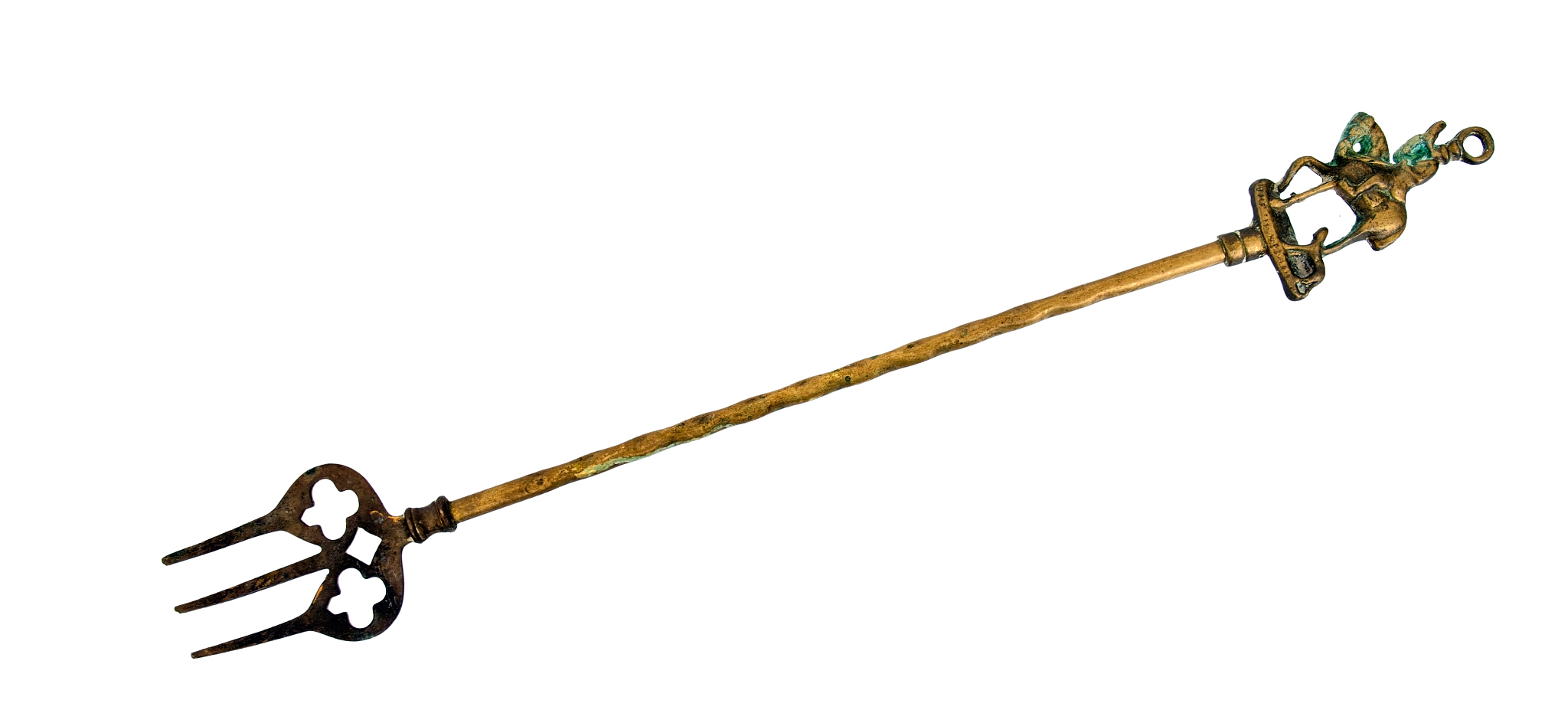 vintage,antique toasting fork isolated on white.