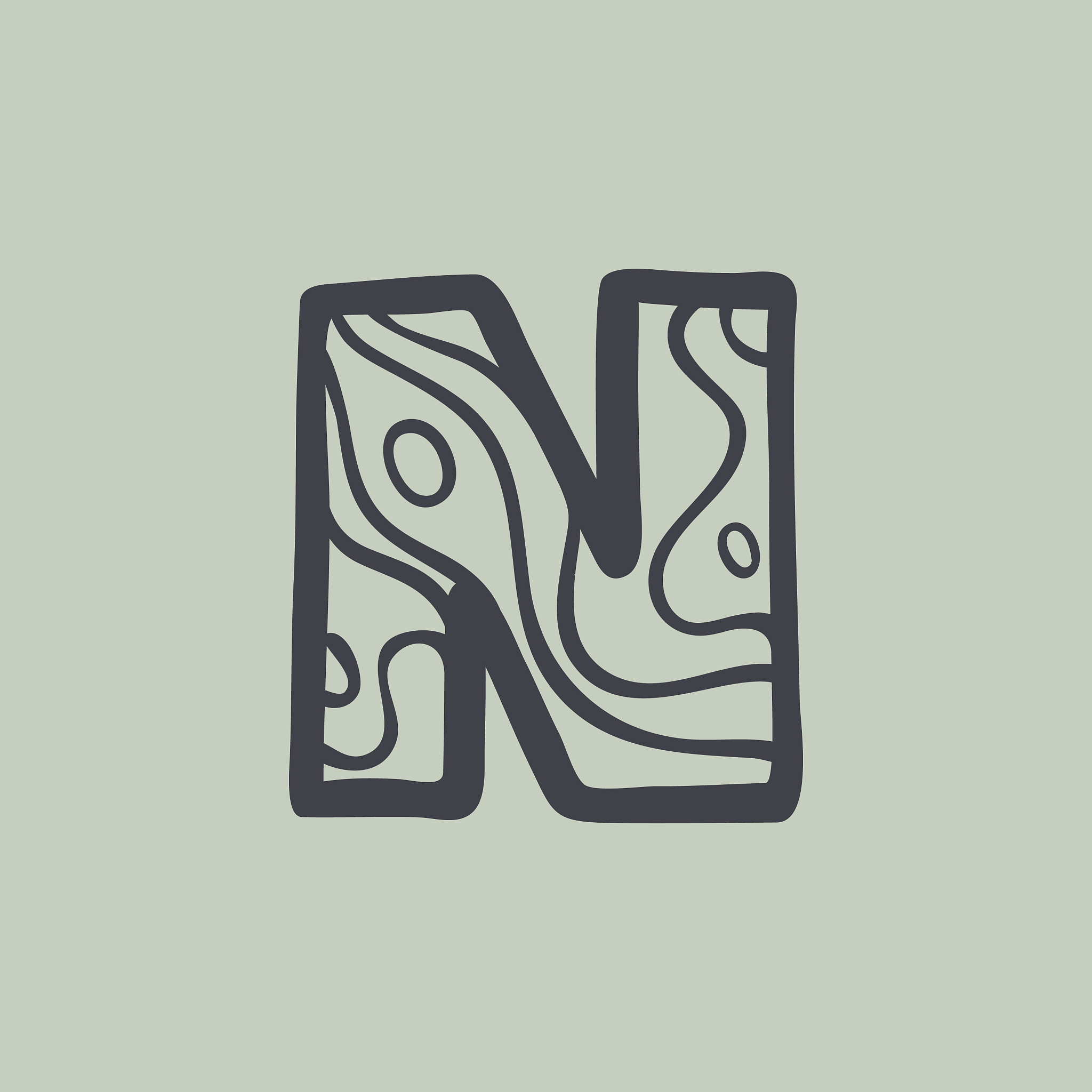letter n logo with waves line pattern