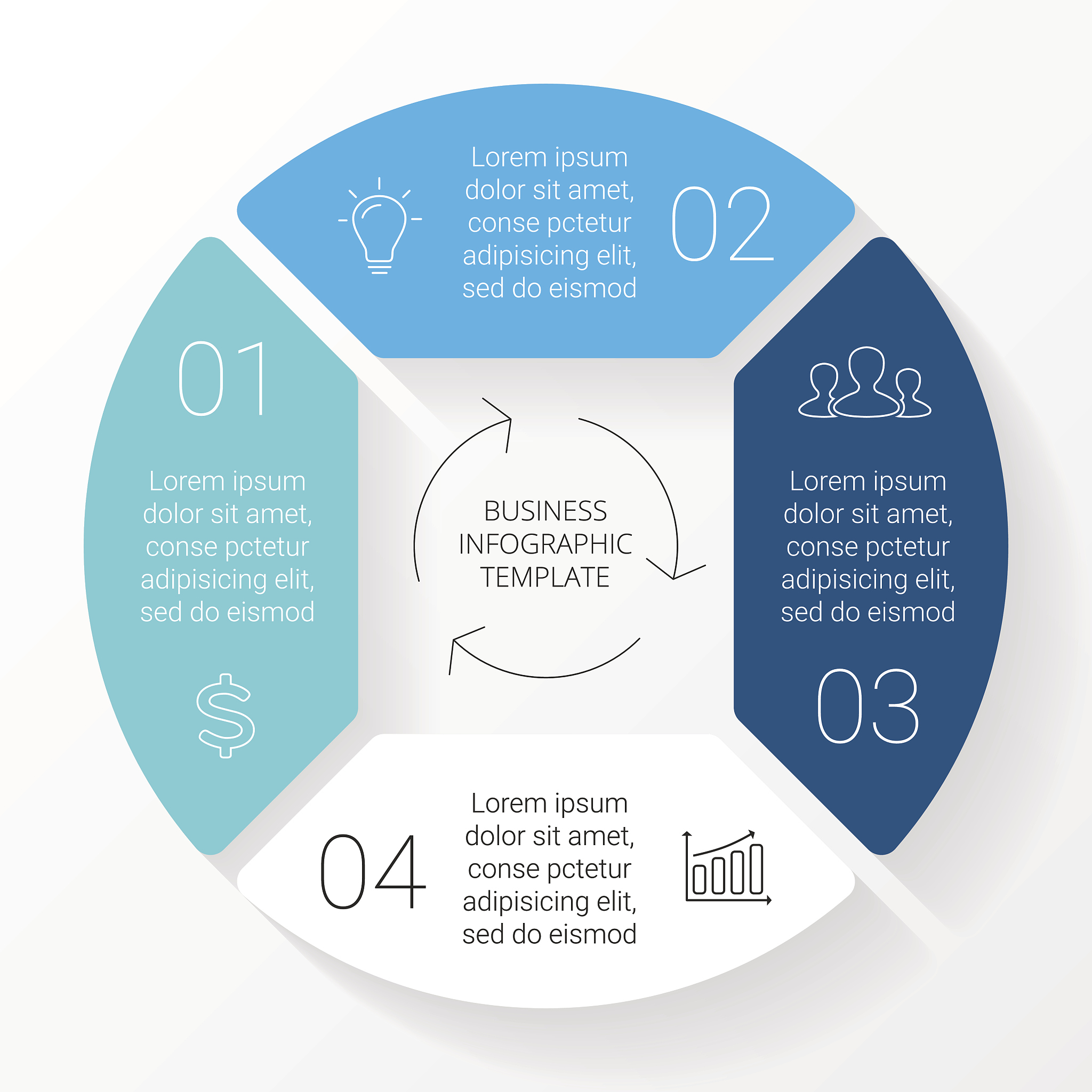 vector illustration of circle infographics in blue tones