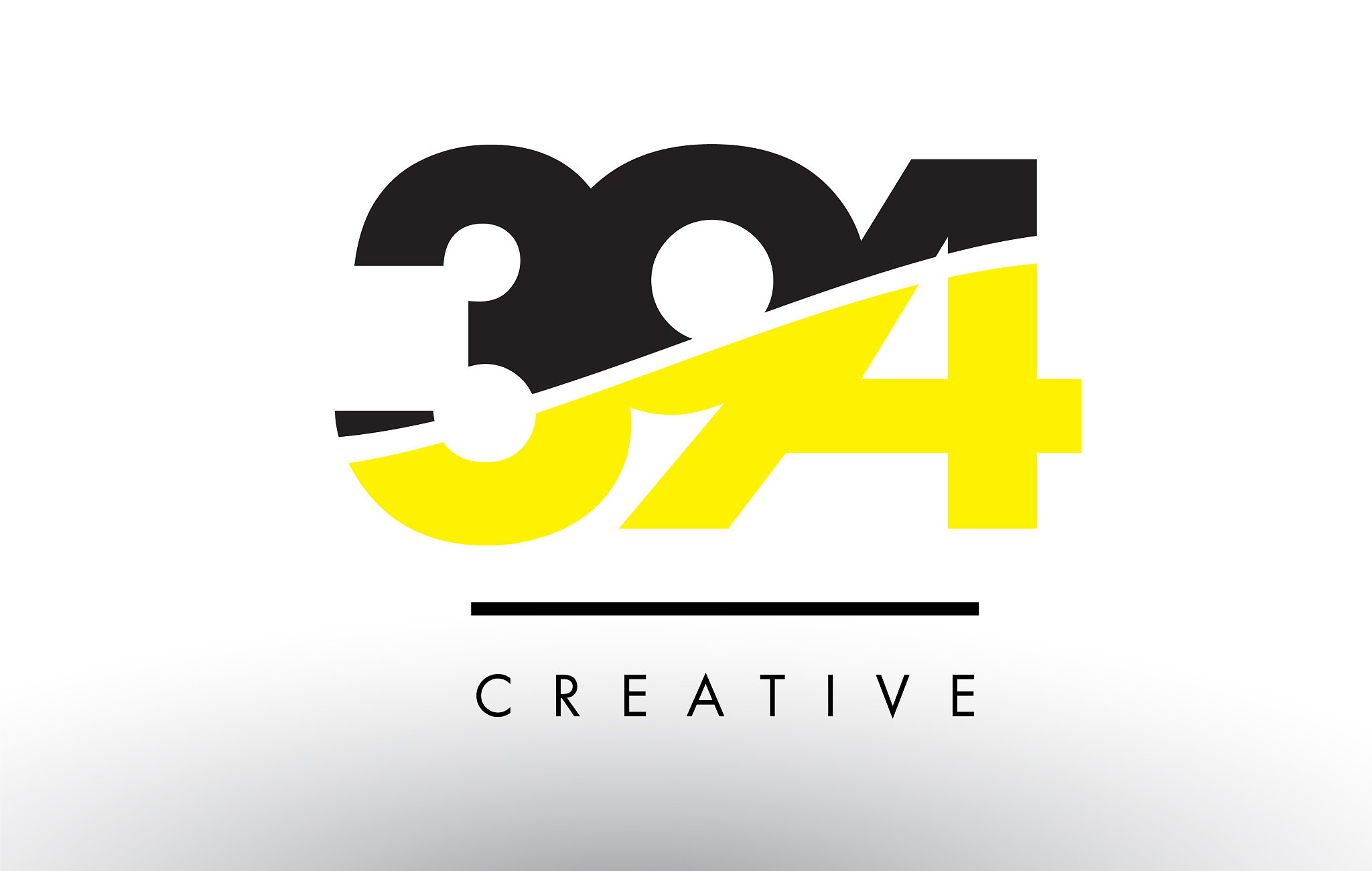 394 black and yellow number logo design