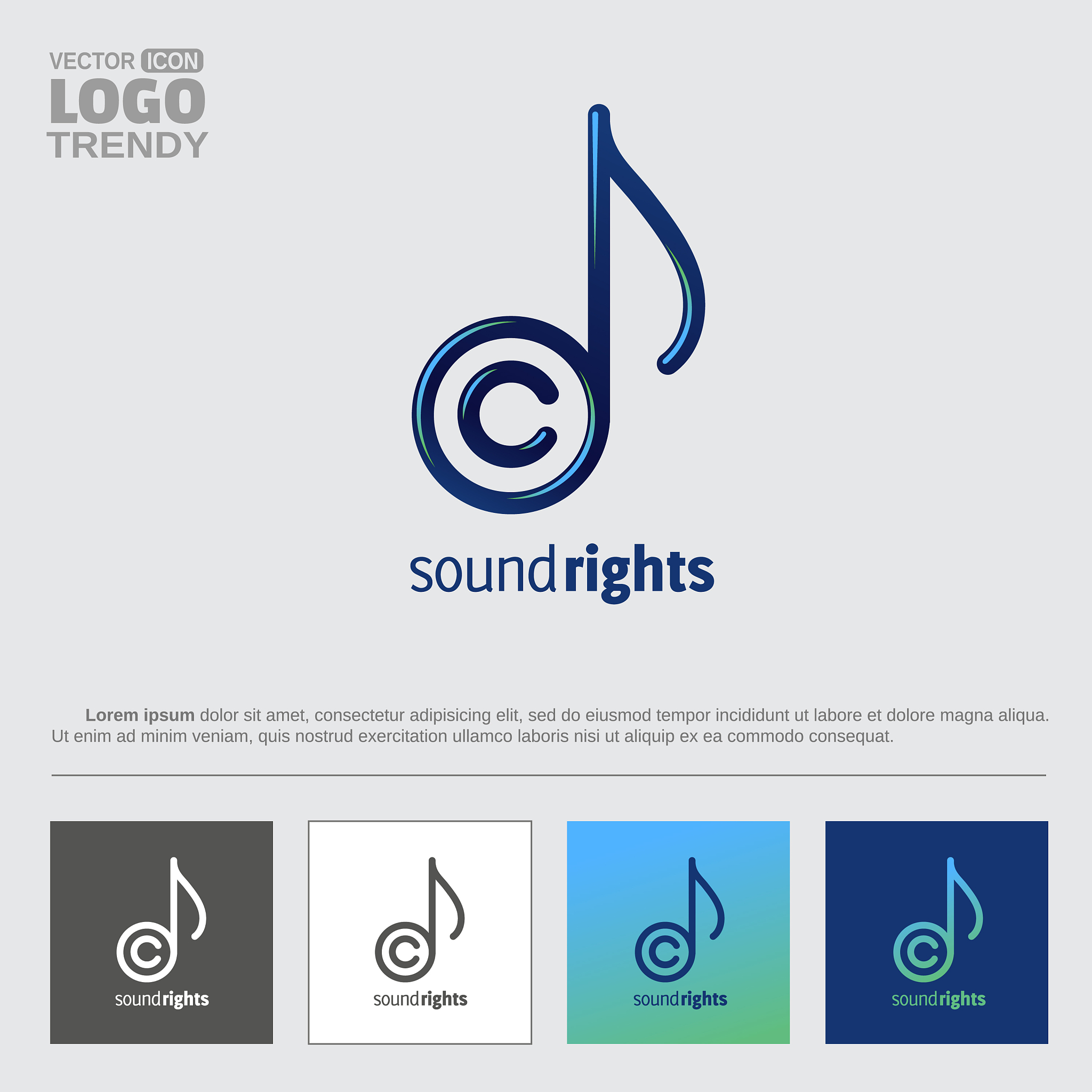 logo with music note and copyright sign letter c