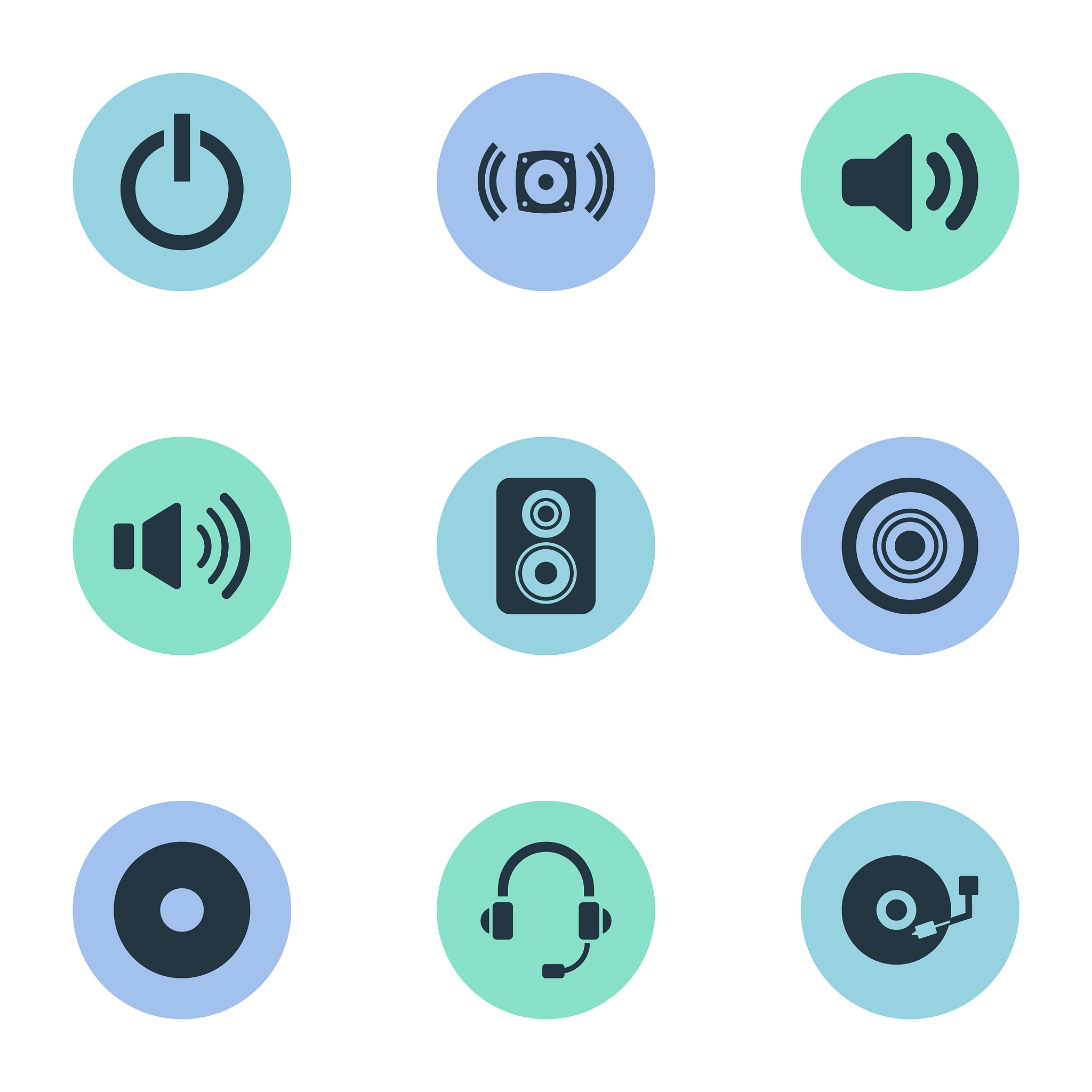set of simple play icons