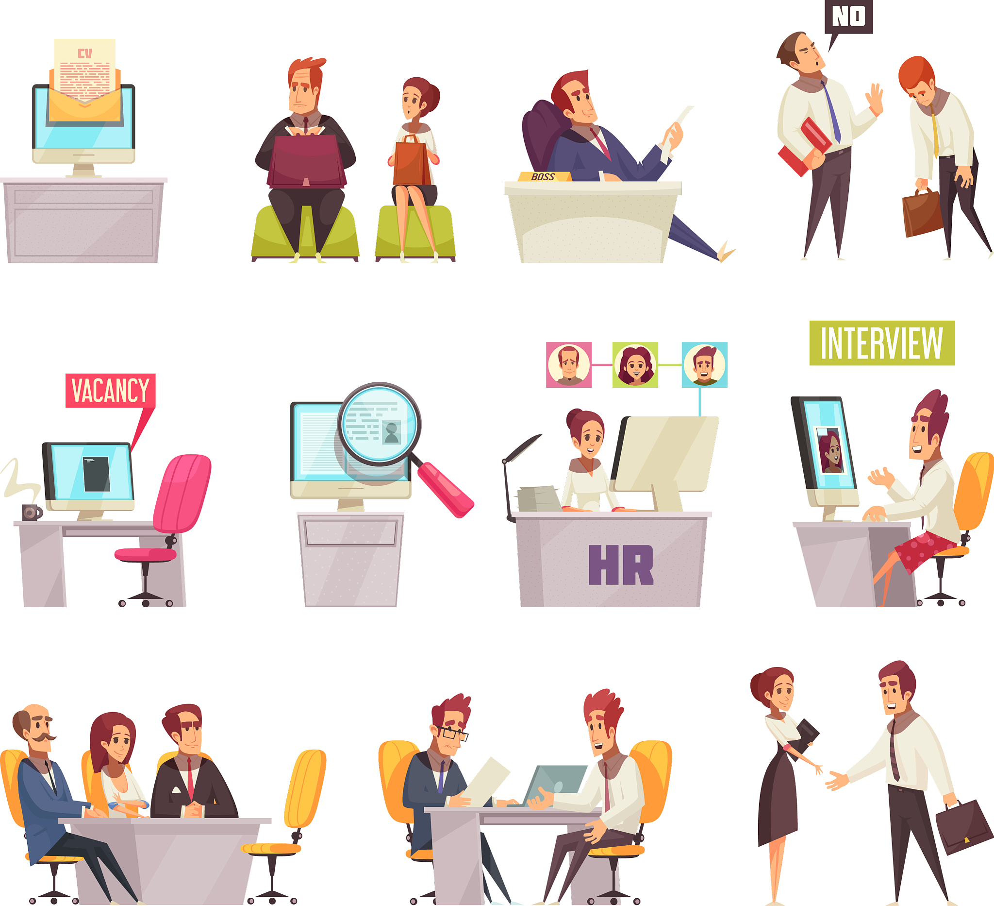 resume recruiting icon set