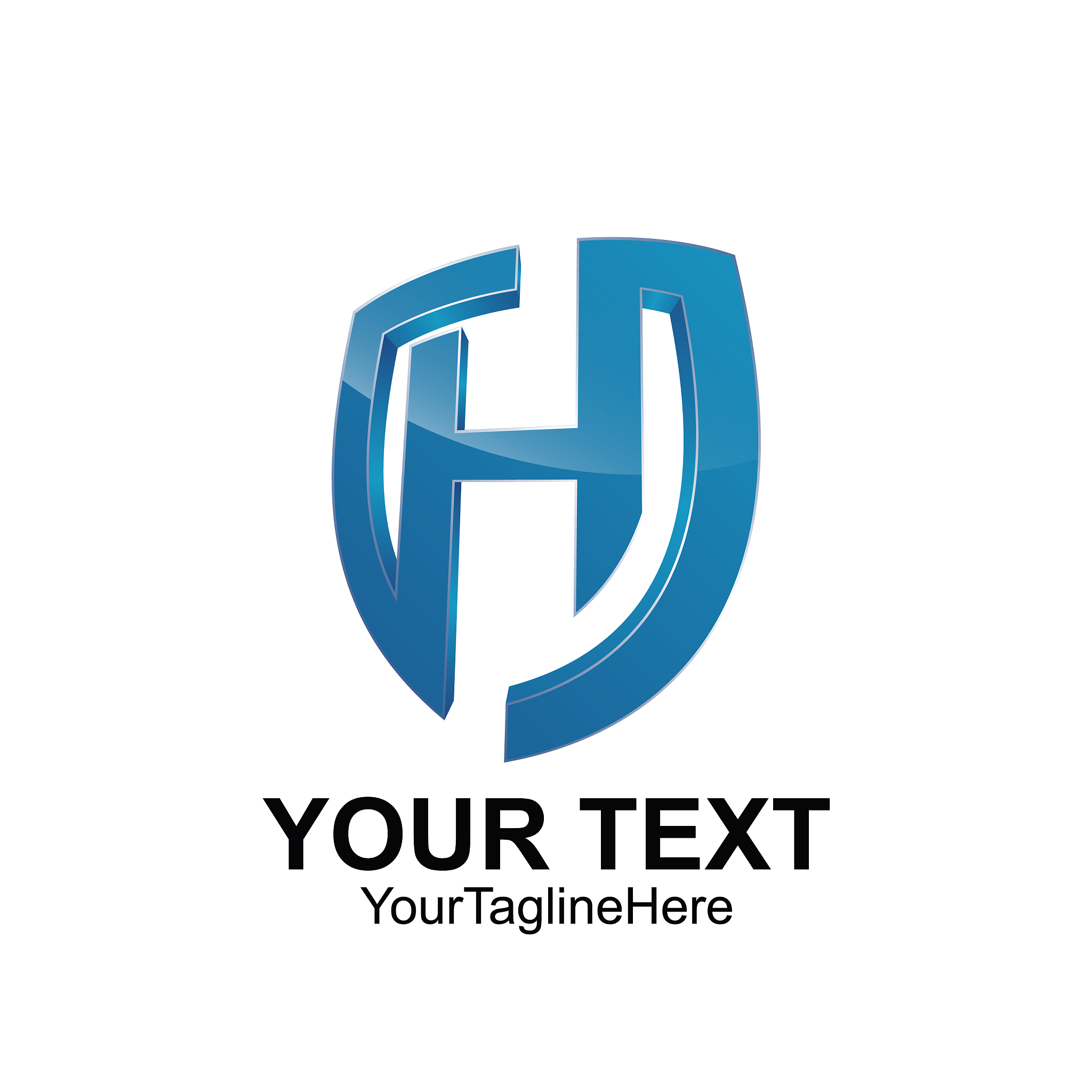 initial letter h logo template colored blue