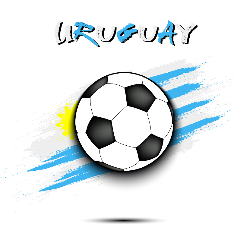 soccer ball and uruguay flag