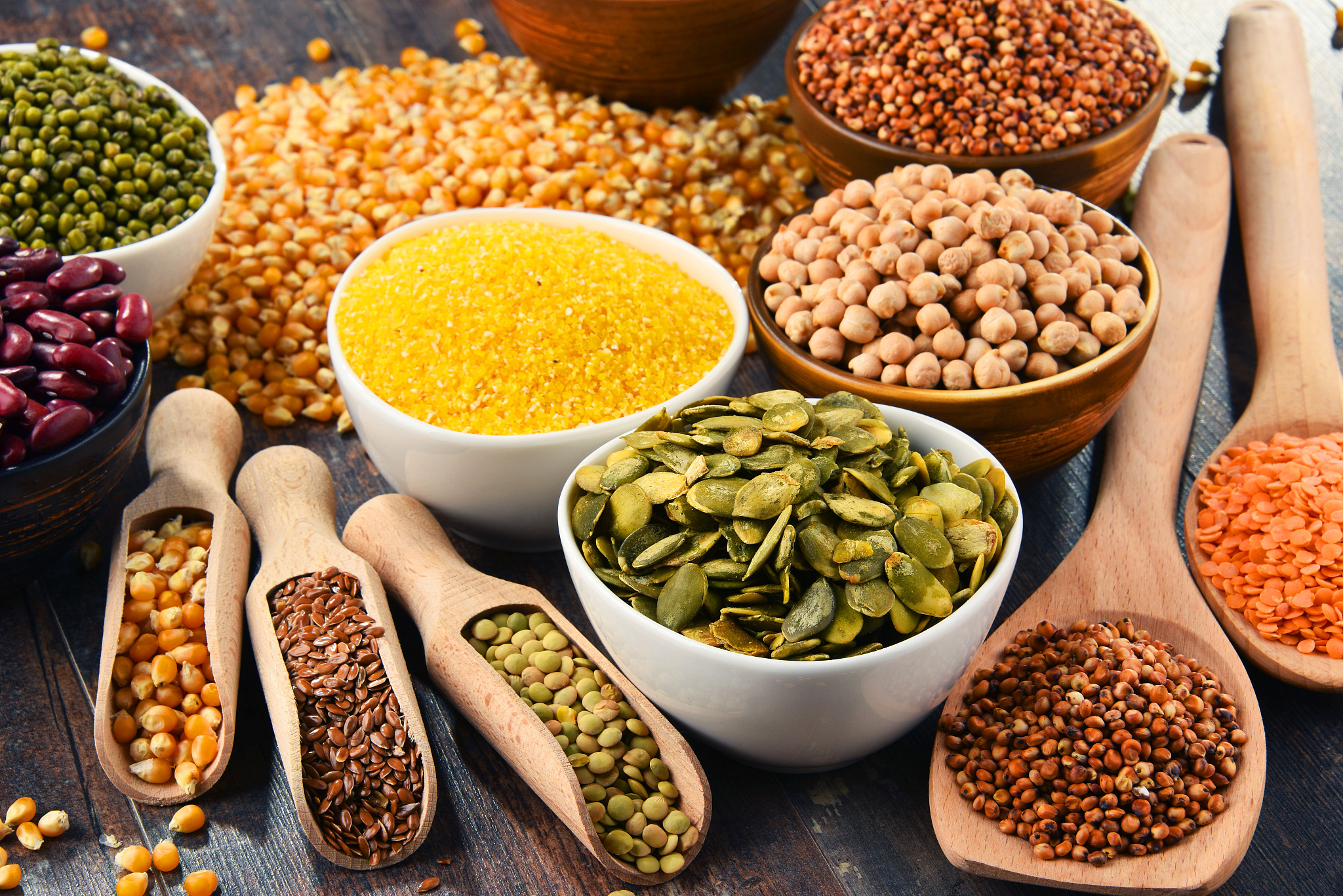 composition with variety of vegetarian food ingredients