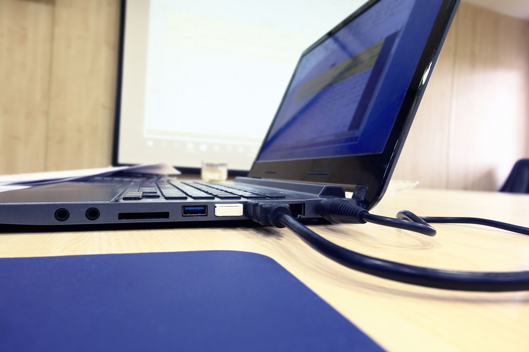 laptop in meeting room
