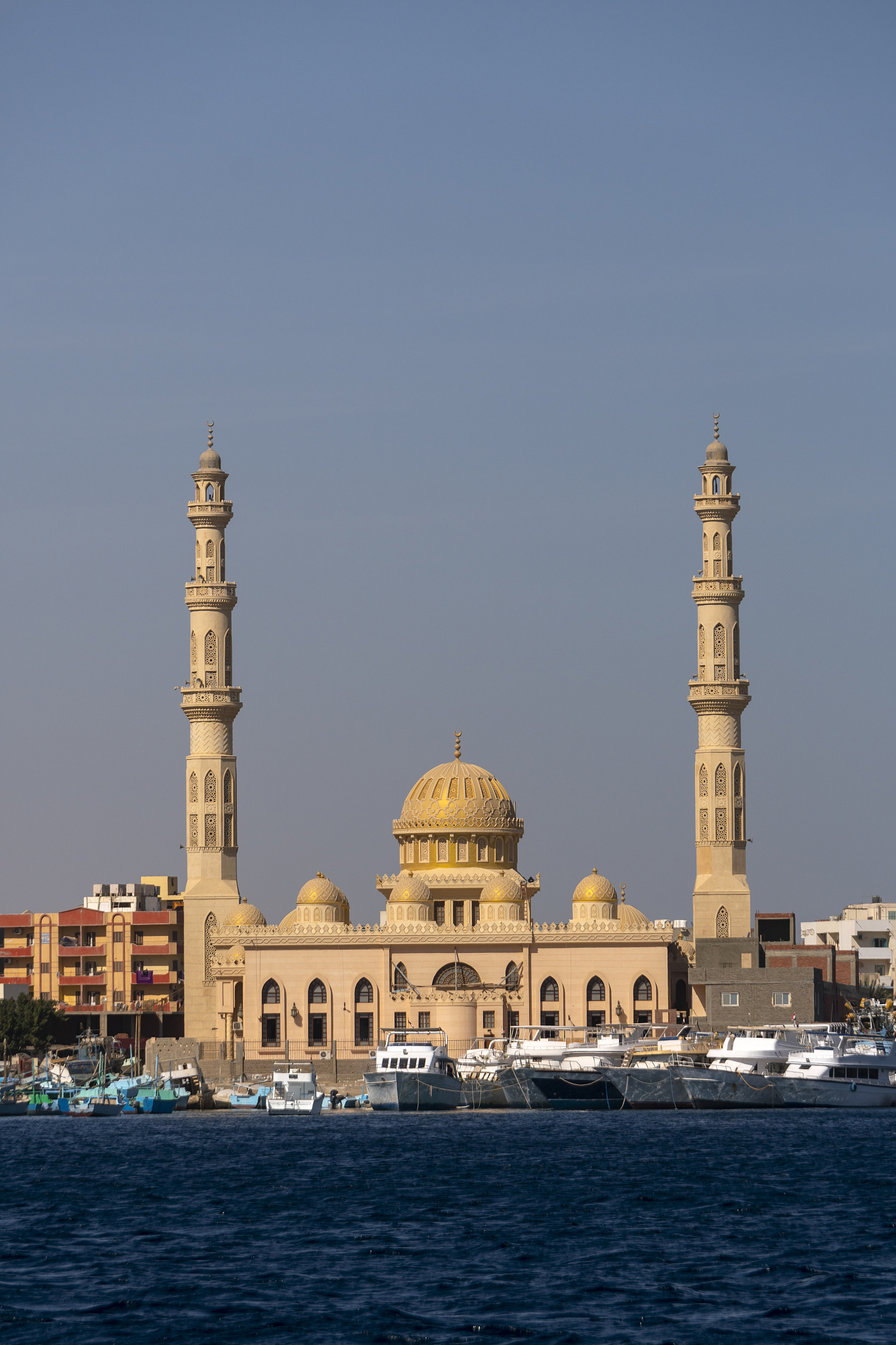 mosque and harbor in hurghada, egypt