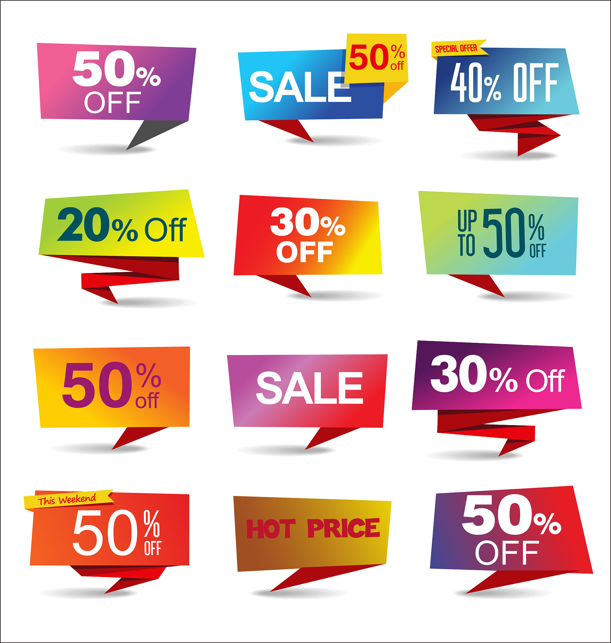 sale stickers and tags modern rainbow collection