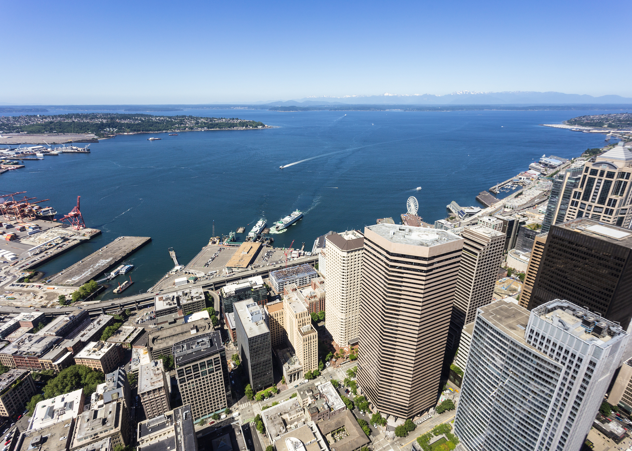 aerial view of seattle city in washington state, usa