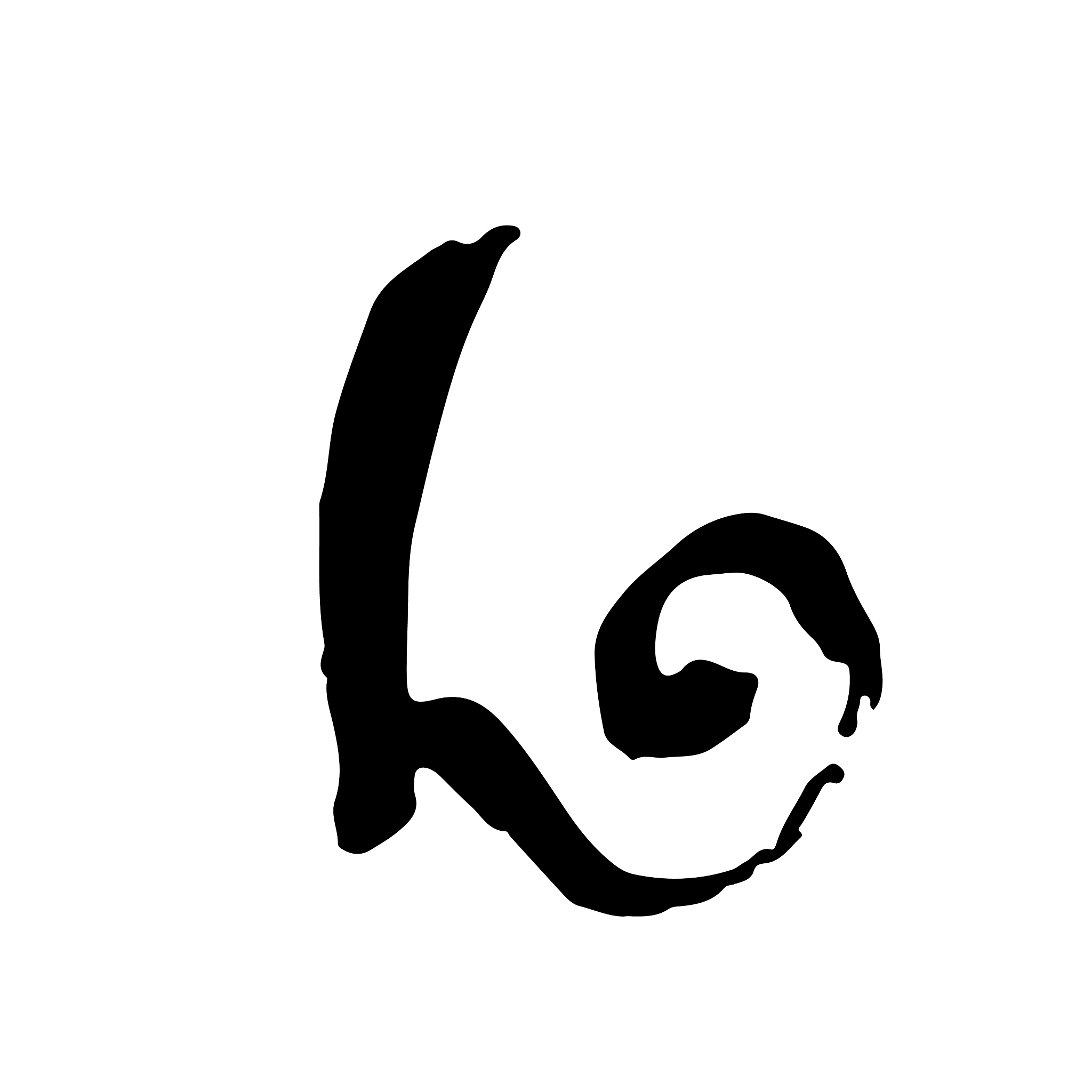 letter l handwritten by dry brush rough strokes