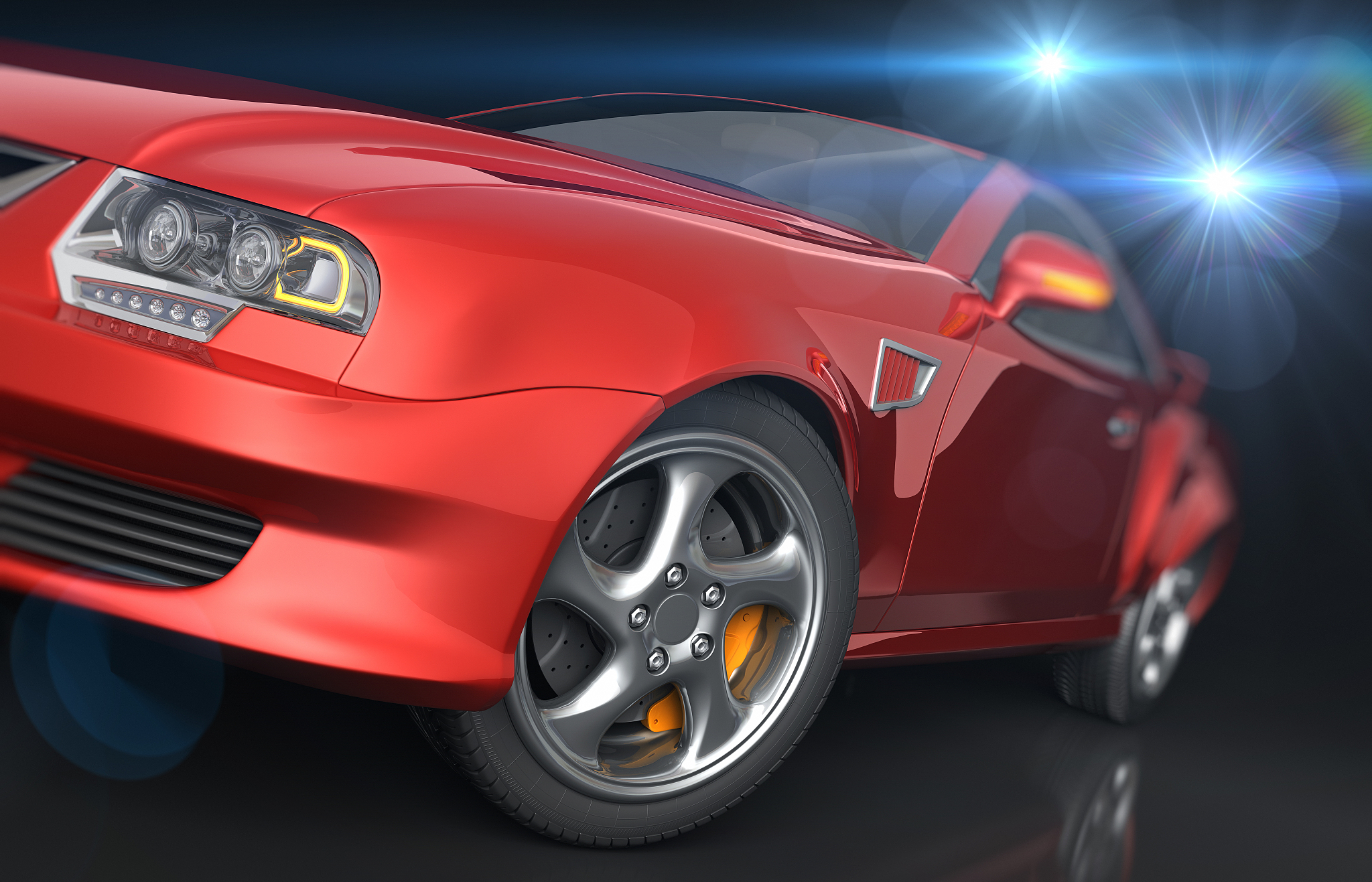 red sports coupe