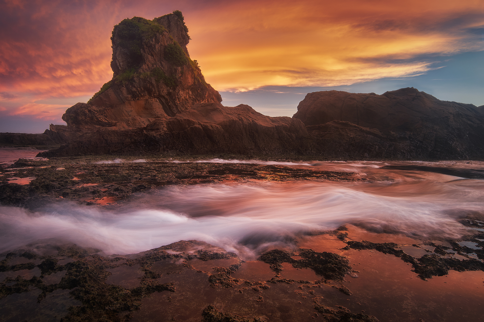 view of rock formations at sunset