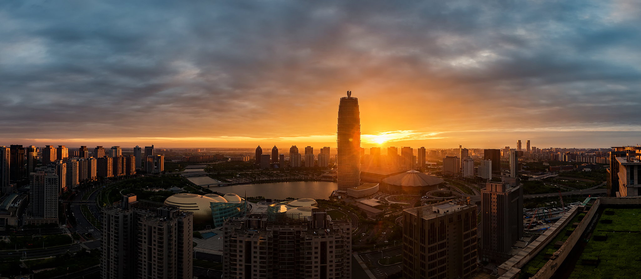 郑州城市风光全景高视角